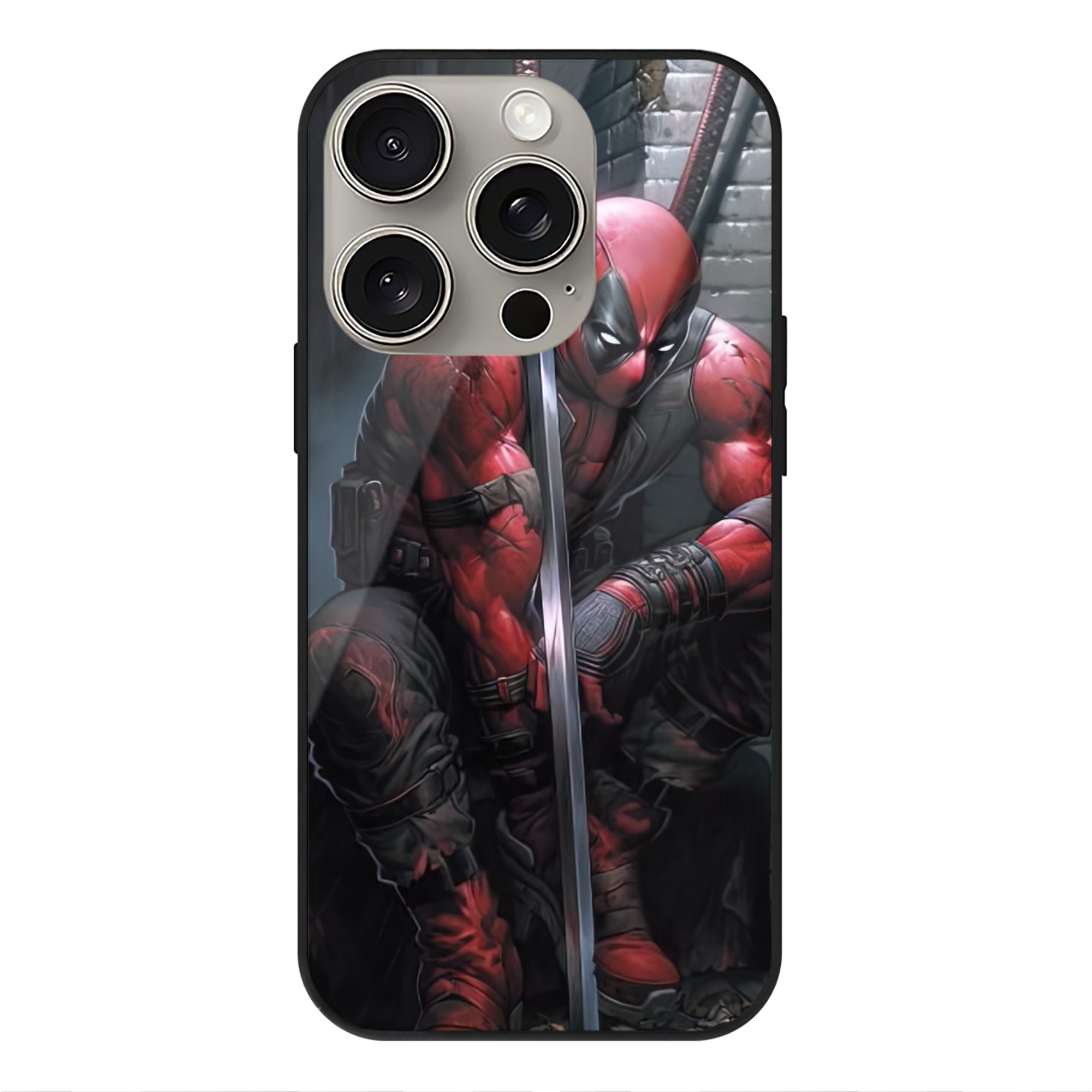 （画像用） Deadpool デッドプール 【iPhone15Pro対応】スマホケース 耐衝撃＆黄変防止 背面ガラス