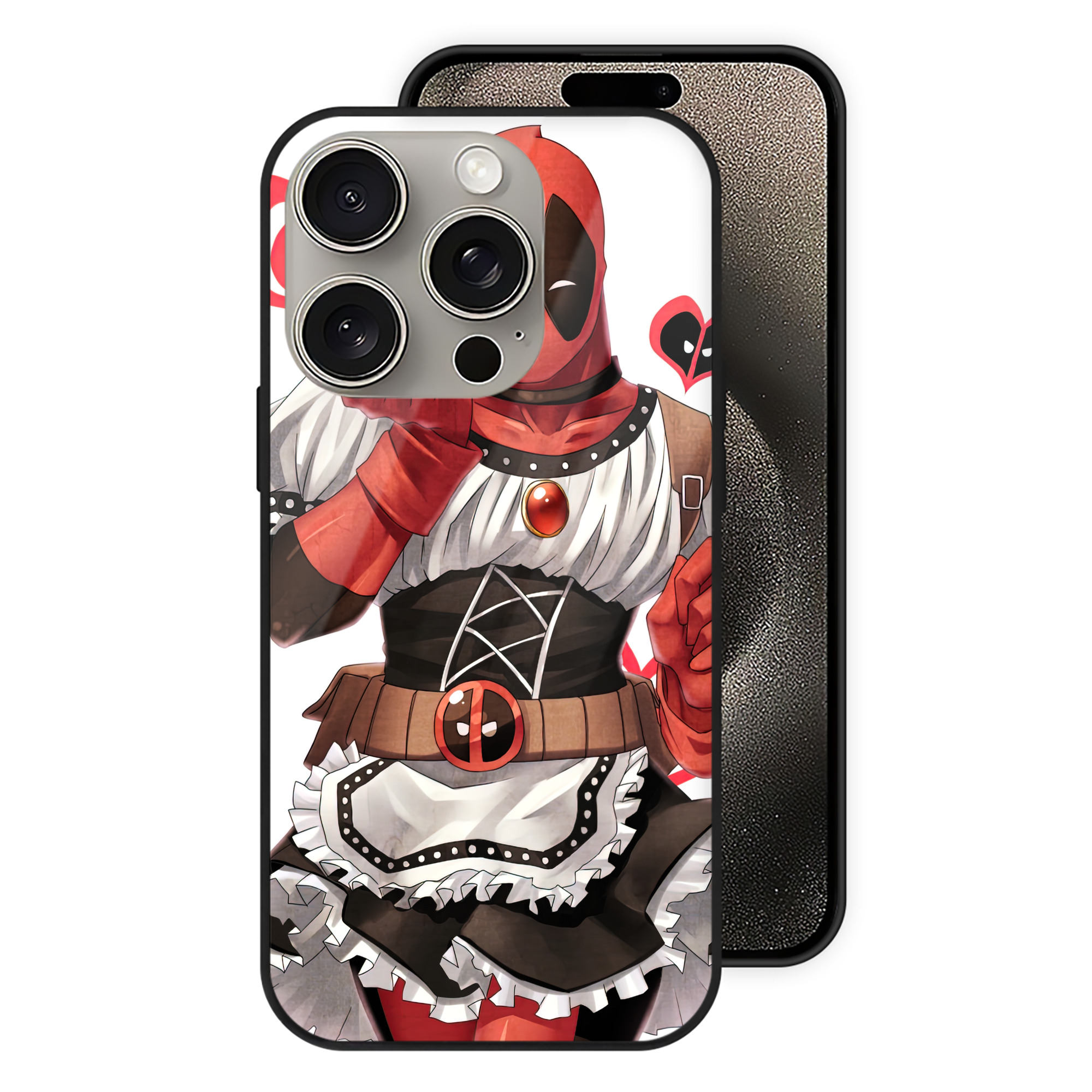 （画像用） Deadpool デッドプール 【iPhone15Pro対応】スマホケース 耐衝撃＆黄変防止 背面ガラス