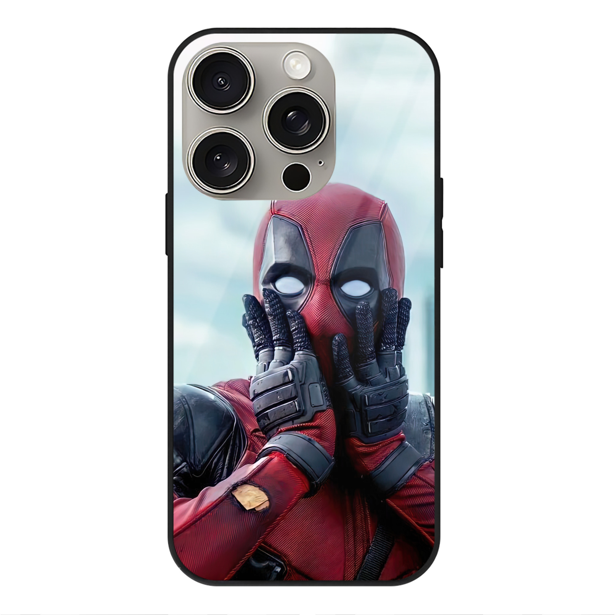 （画像用） Deadpool デッドプール 【iPhone15Pro対応】スマホケース 耐衝撃＆黄変防止 背面ガラス