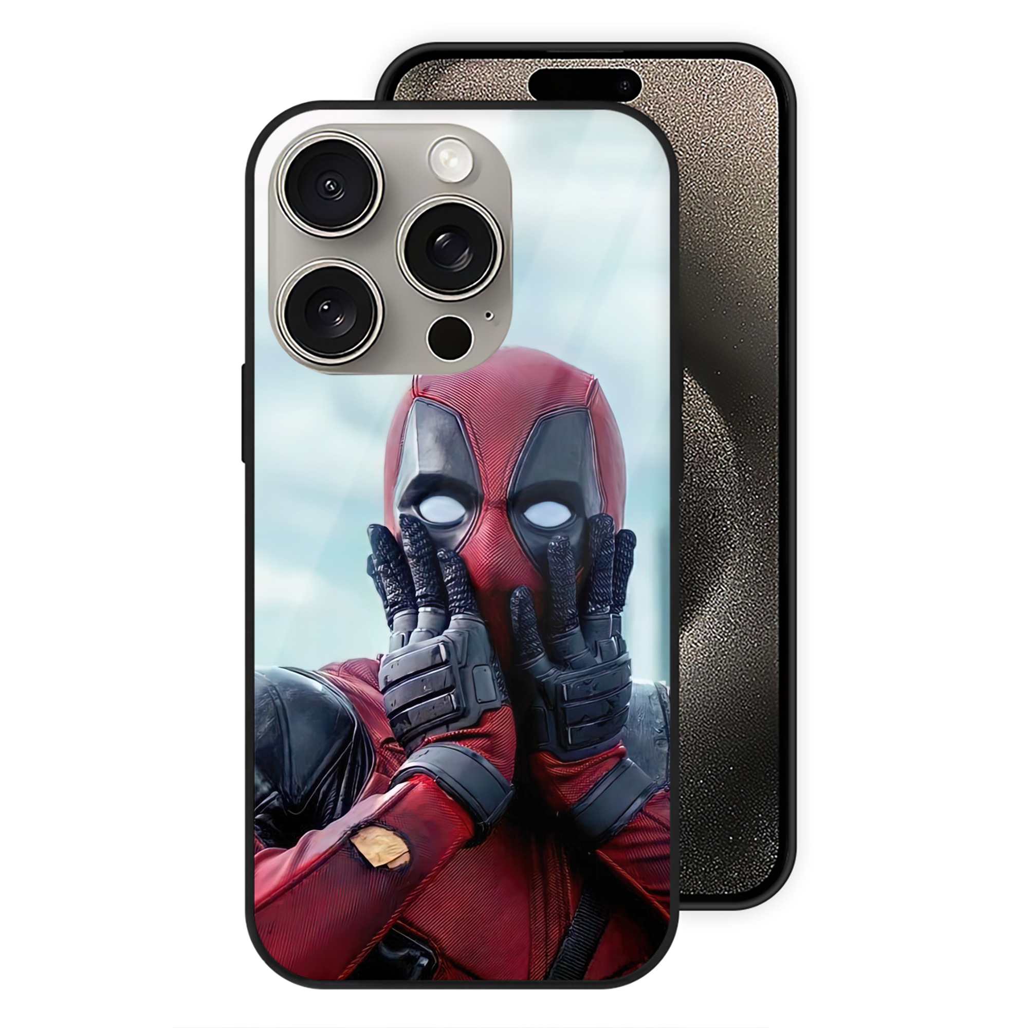（画像用） Deadpool デッドプール 【iPhone15Pro対応】スマホケース 耐衝撃＆黄変防止 背面ガラス