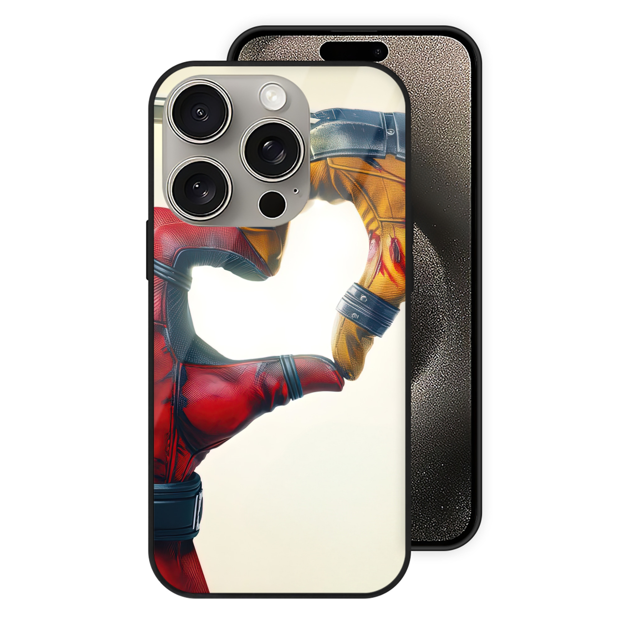 （画像用） Deadpool デッドプール 【iPhone15Pro対応】スマホケース 耐衝撃＆黄変防止 背面ガラス