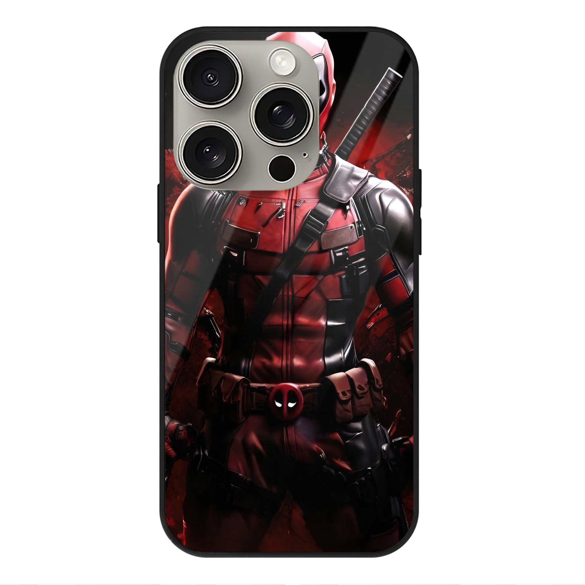 （画像用） Deadpool デッドプール 【iPhone15Pro対応】スマホケース 耐衝撃＆黄変防止 背面ガラス