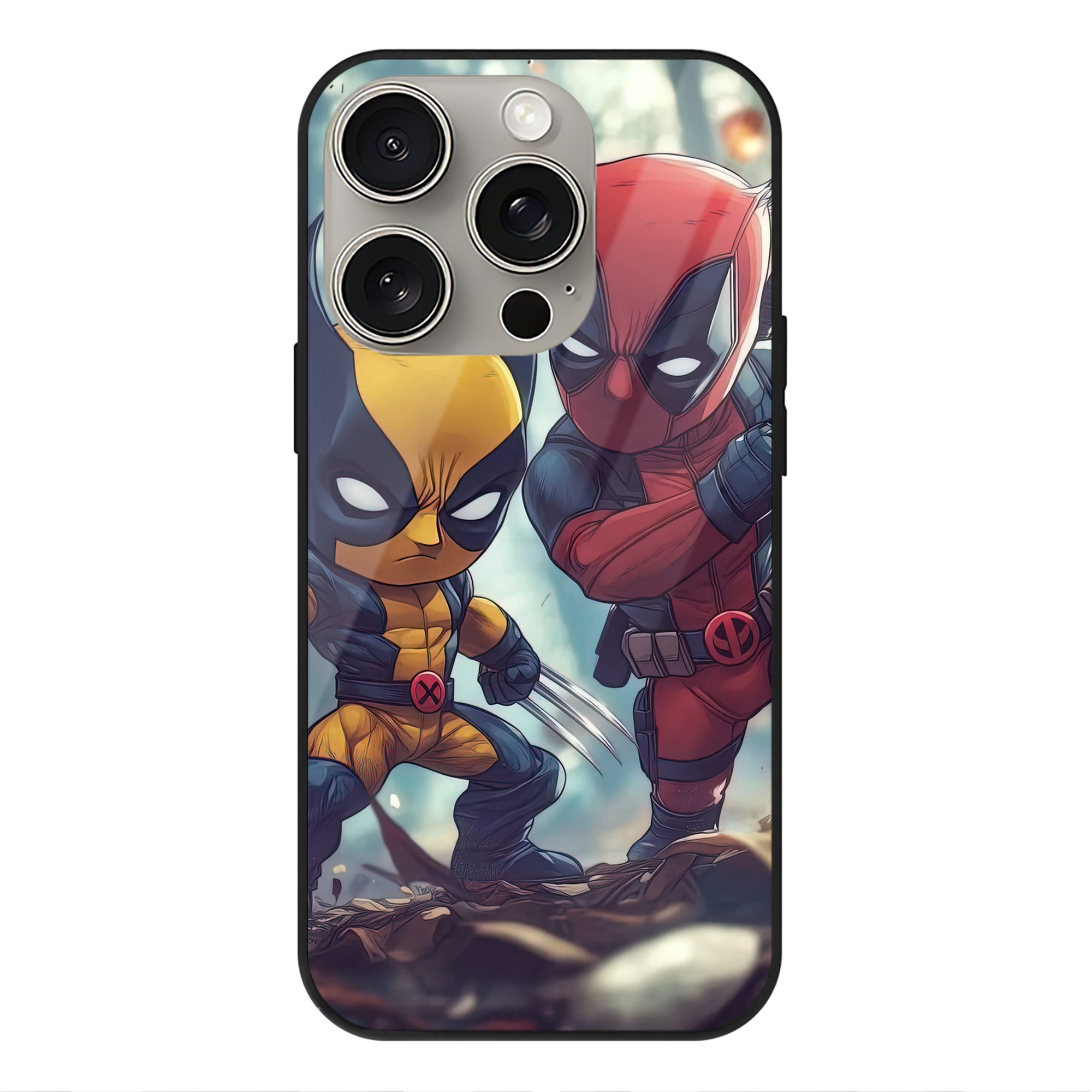 （画像用） Deadpool デッドプール 【iPhone15Pro対応】スマホケース 耐衝撃＆黄変防止 背面ガラス