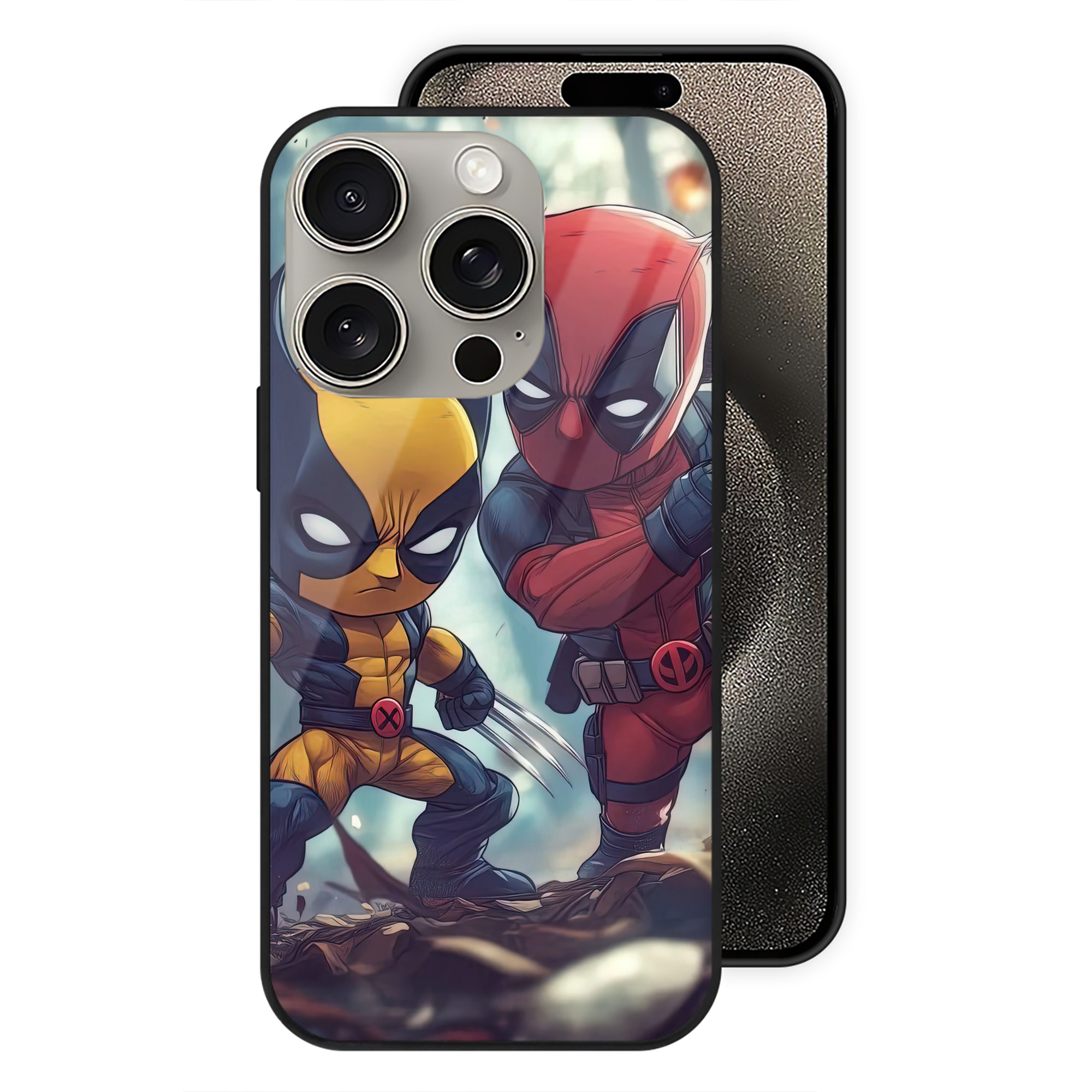 （画像用） Deadpool デッドプール 【iPhone15Pro対応】スマホケース 耐衝撃＆黄変防止 背面ガラス