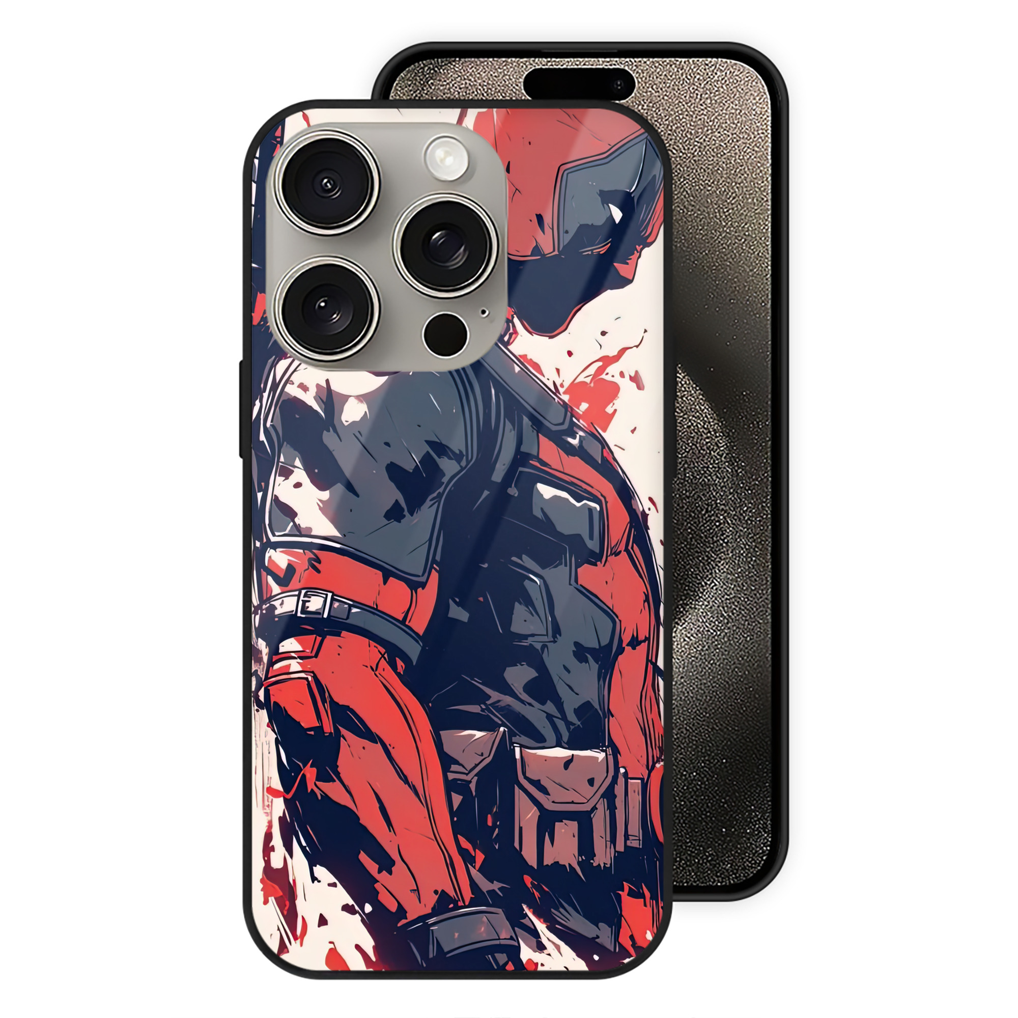 （画像用） Deadpool デッドプール 【iPhone15Pro対応】スマホケース 耐衝撃＆黄変防止 背面ガラス