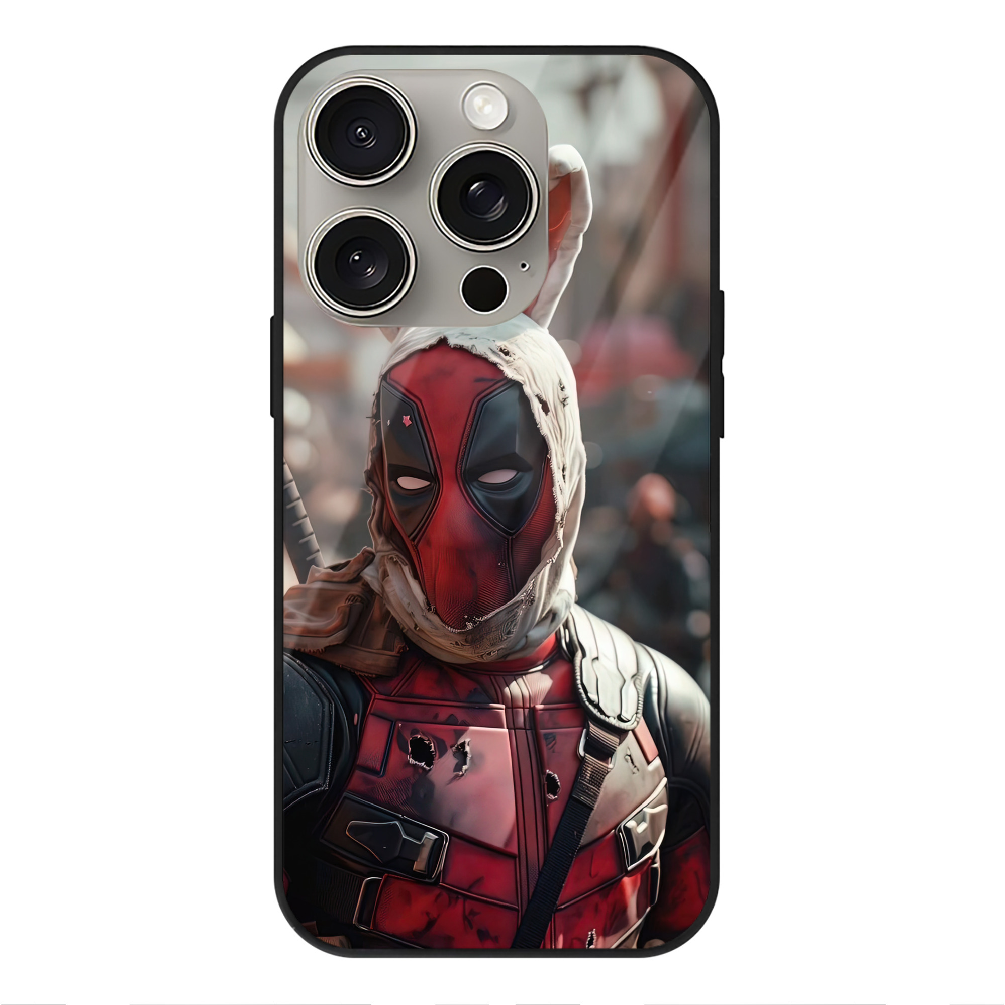 （画像用） Deadpool デッドプール 【iPhone15Pro対応】スマホケース 耐衝撃＆黄変防止 背面ガラス