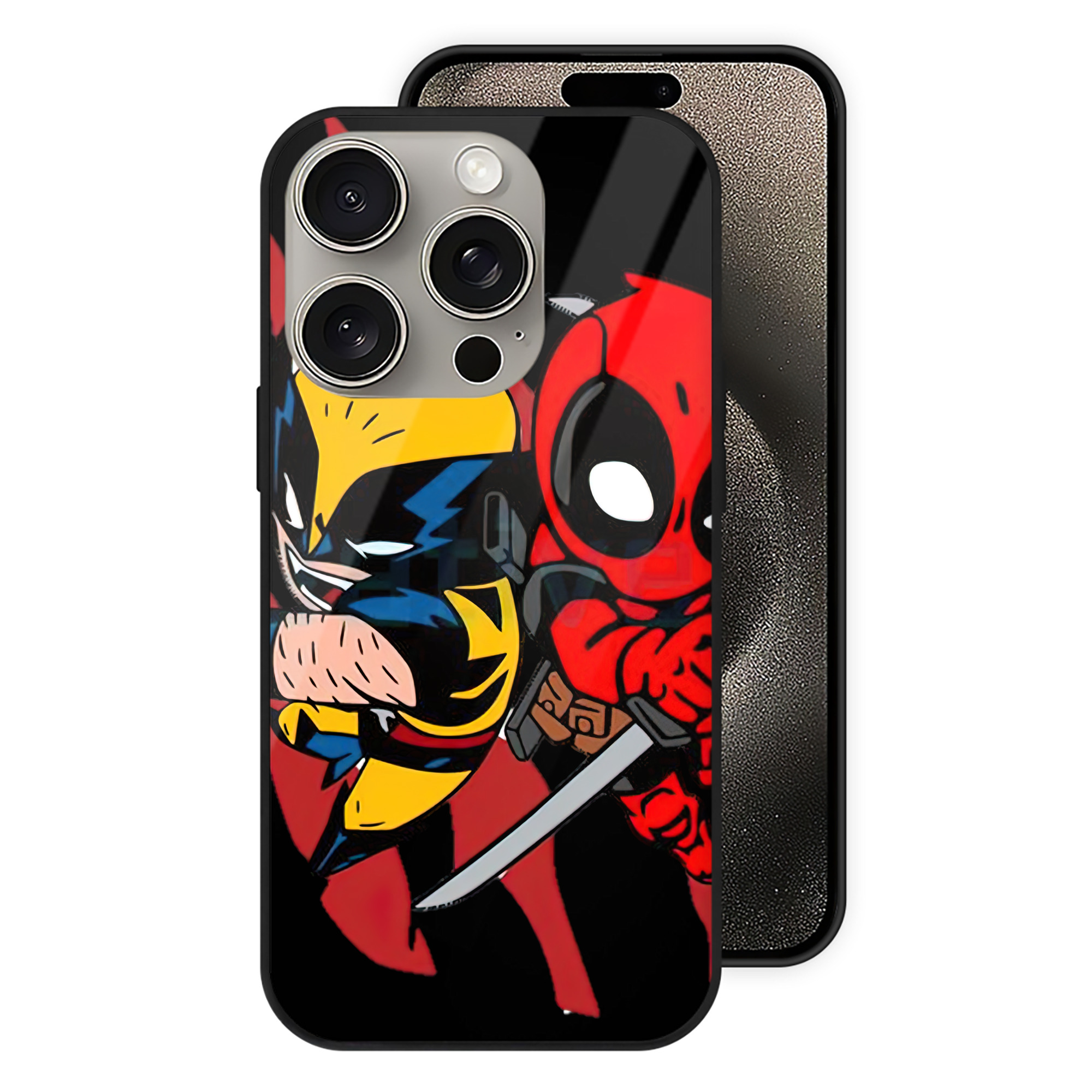 （画像用） Deadpool デッドプール 【iPhone15Pro対応】スマホケース 耐衝撃＆黄変防止 背面ガラス