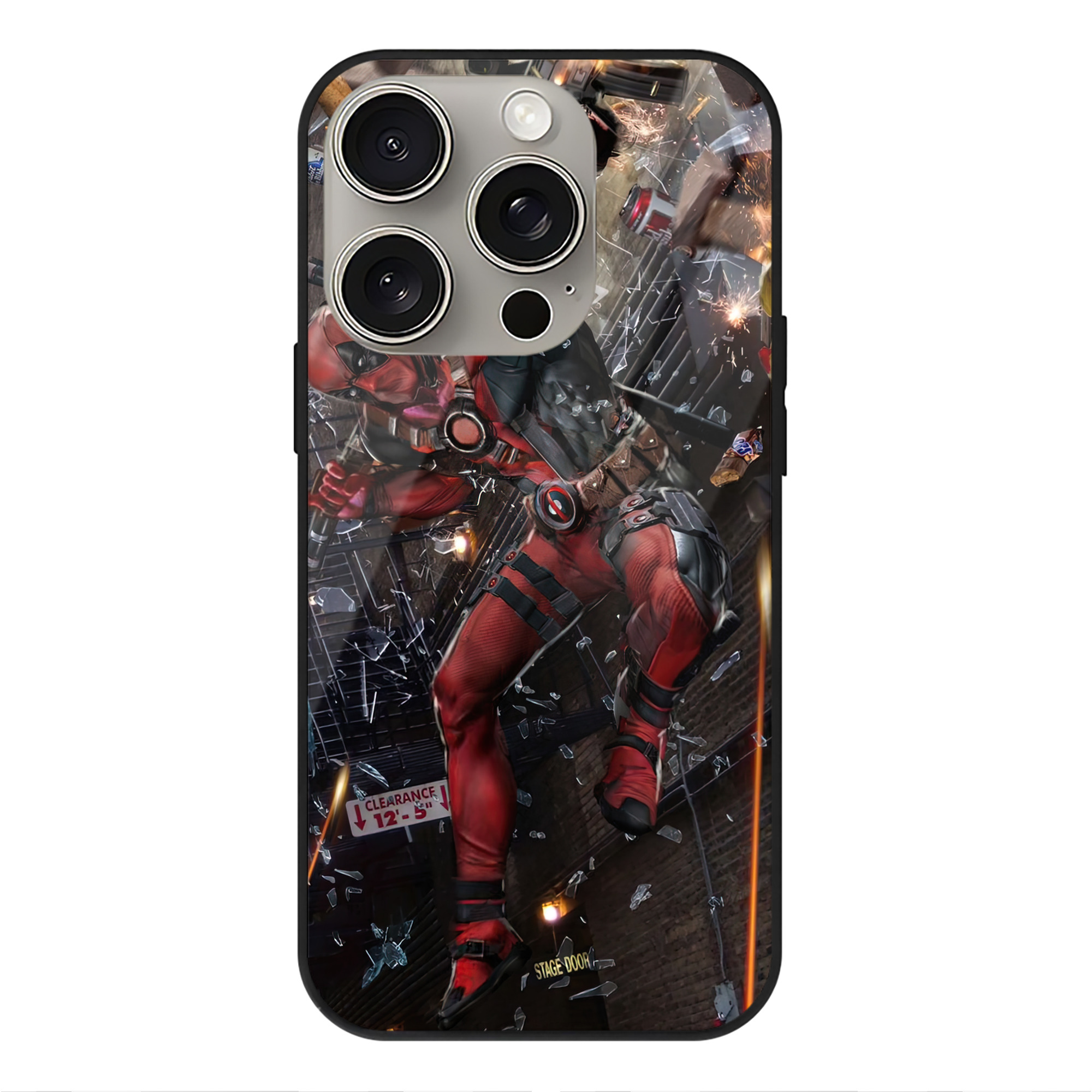 （画像用） Deadpool デッドプール 【iPhone15Pro対応】スマホケース 耐衝撃＆黄変防止 背面ガラス
