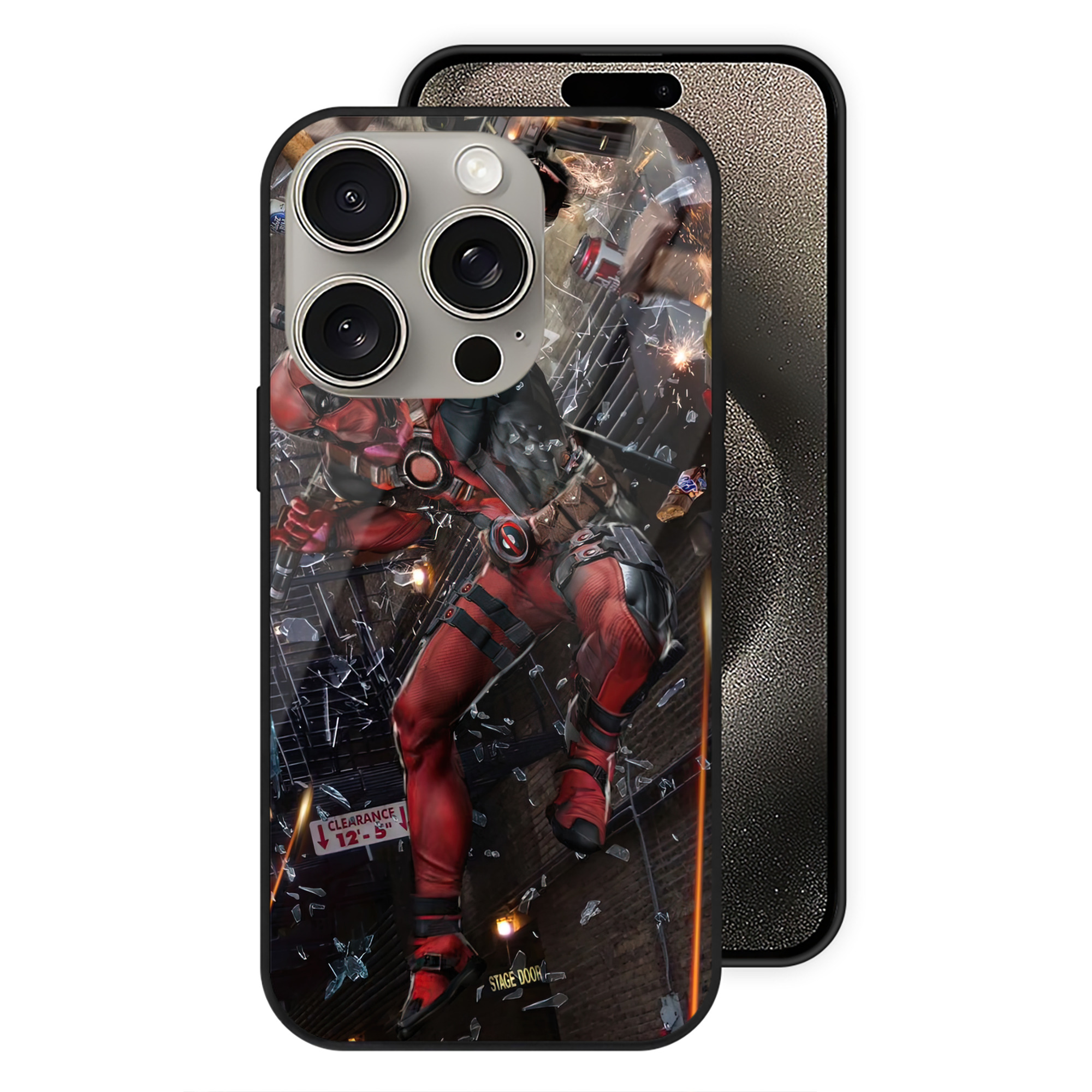 （画像用） Deadpool デッドプール 【iPhone15Pro対応】スマホケース 耐衝撃＆黄変防止 背面ガラス