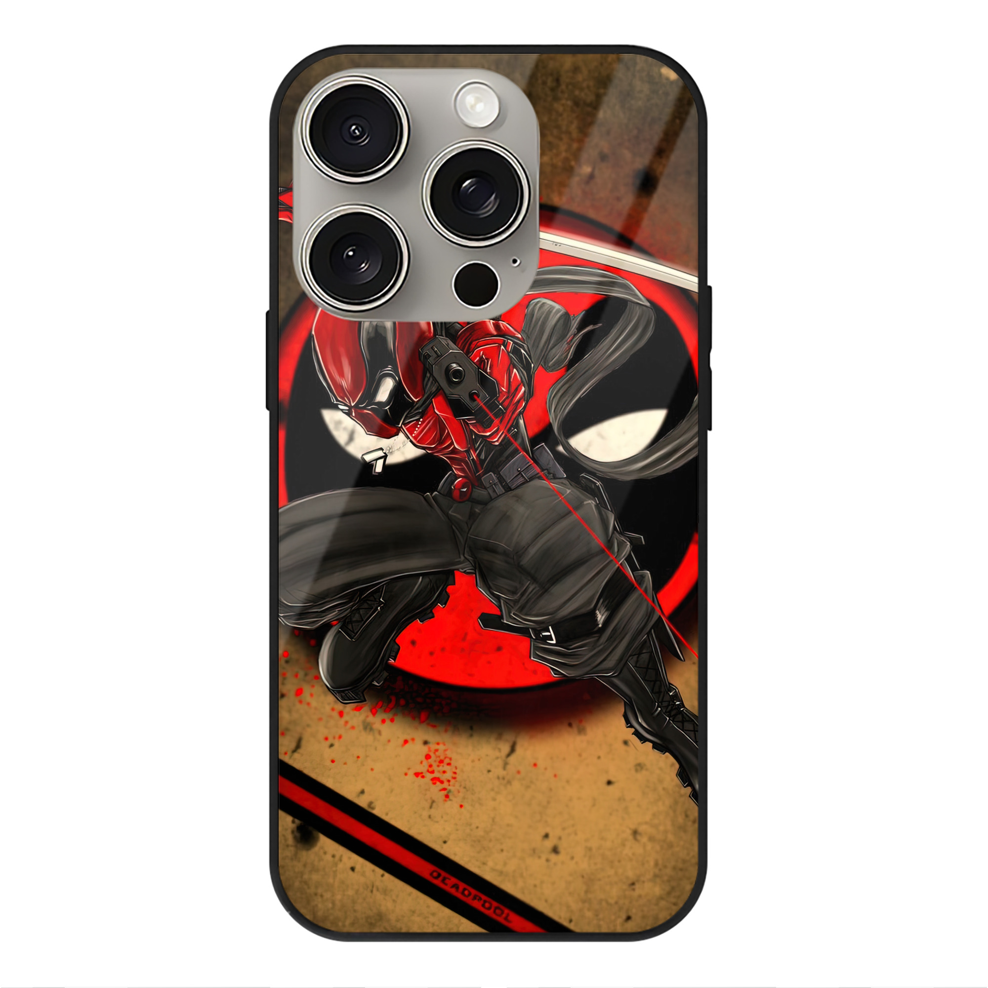 （画像用） Deadpool デッドプール 【iPhone15Pro対応】スマホケース 耐衝撃＆黄変防止 背面ガラス