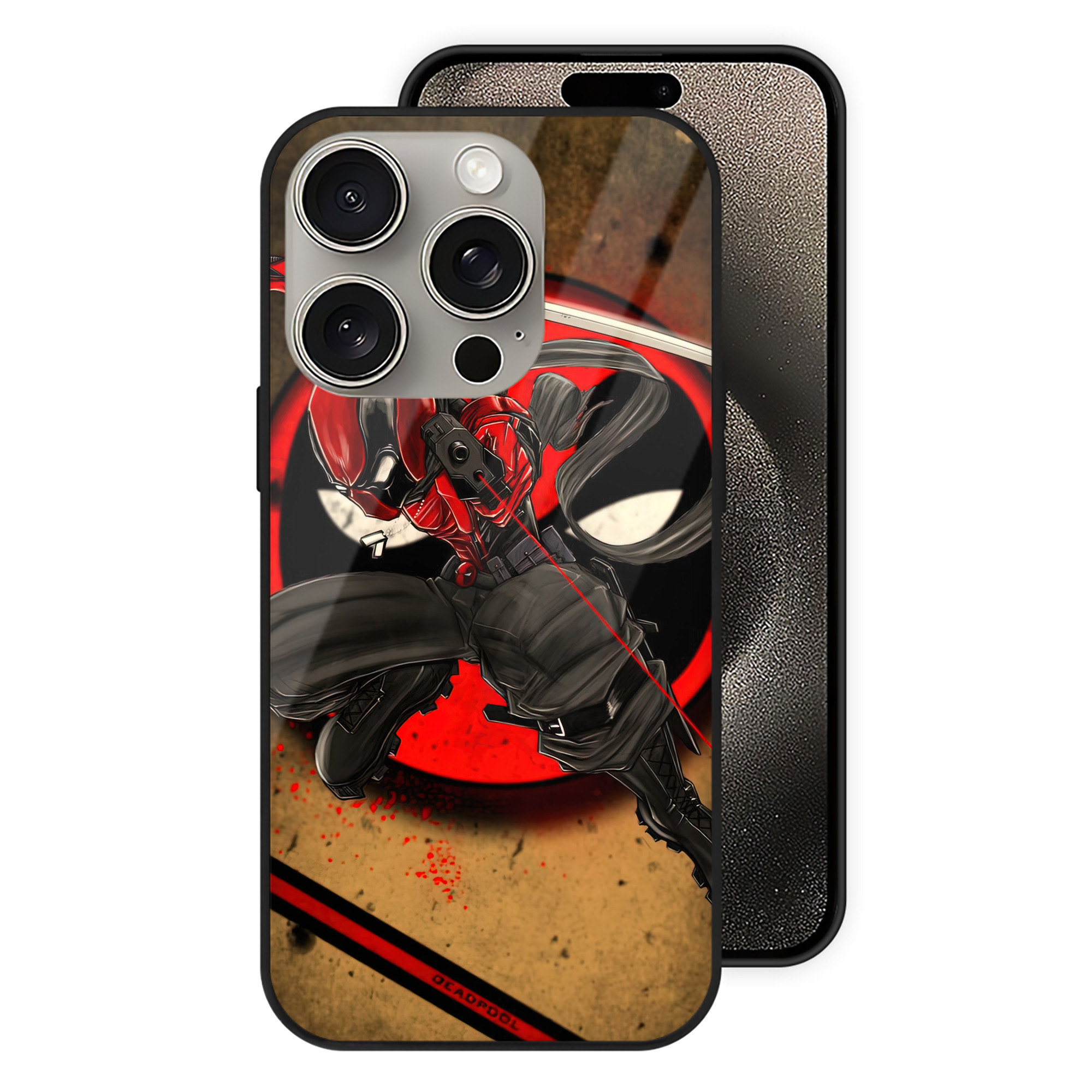 （画像用） Deadpool デッドプール 【iPhone15Pro対応】スマホケース 耐衝撃＆黄変防止 背面ガラス