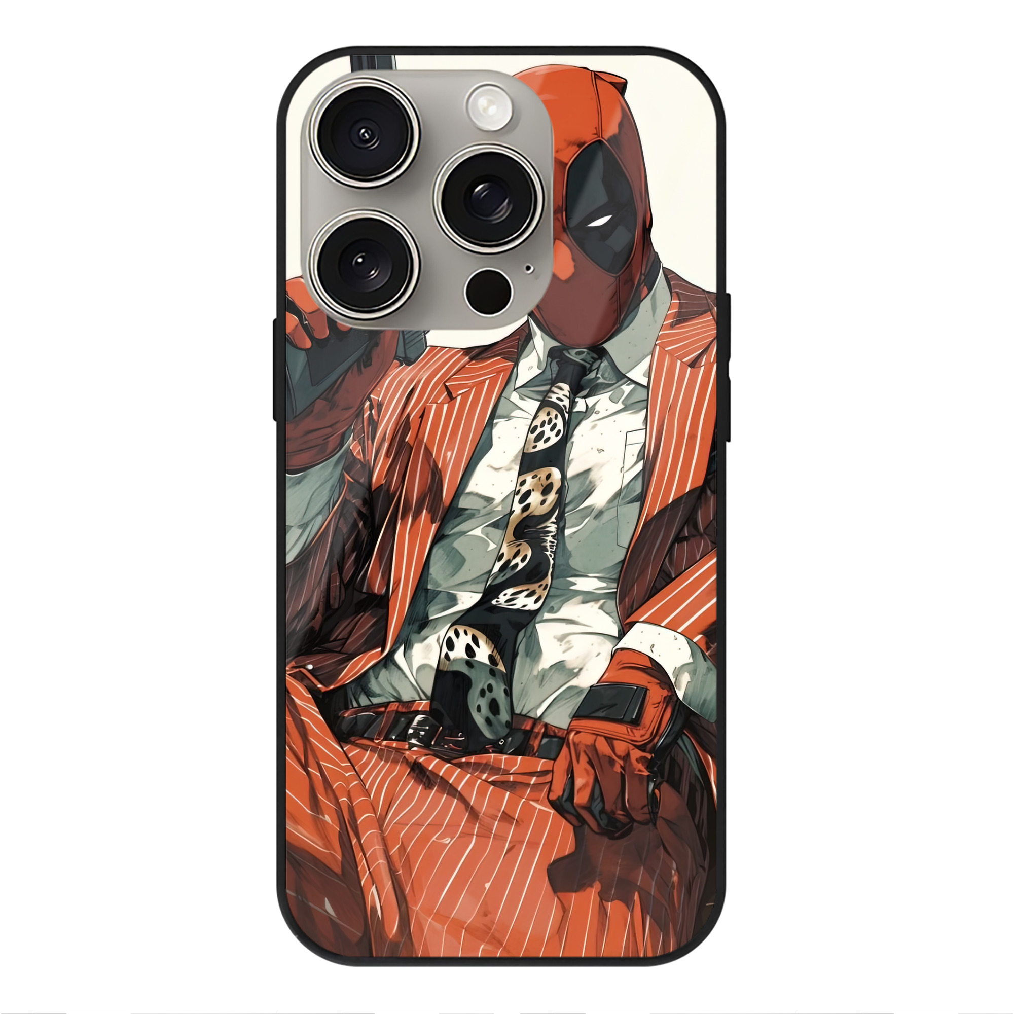 （画像用） Deadpool デッドプール 【iPhone15Pro対応】スマホケース 耐衝撃＆黄変防止 背面ガラス