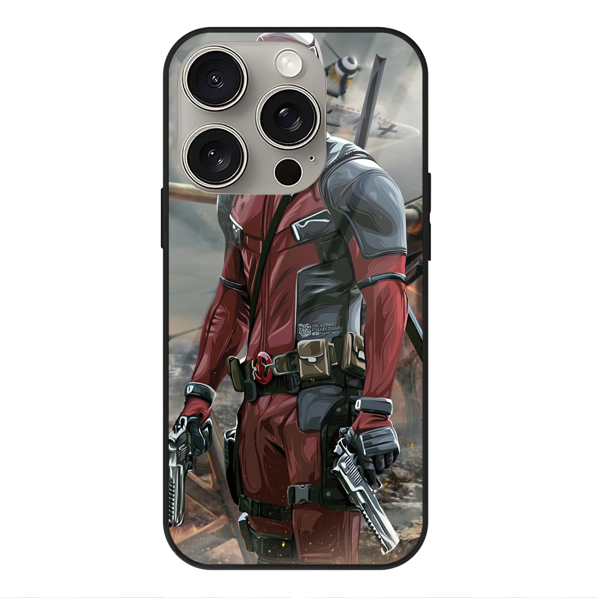 （画像用） Deadpool デッドプール 【iPhone15Pro対応】スマホケース 耐衝撃＆黄変防止 背面ガラス