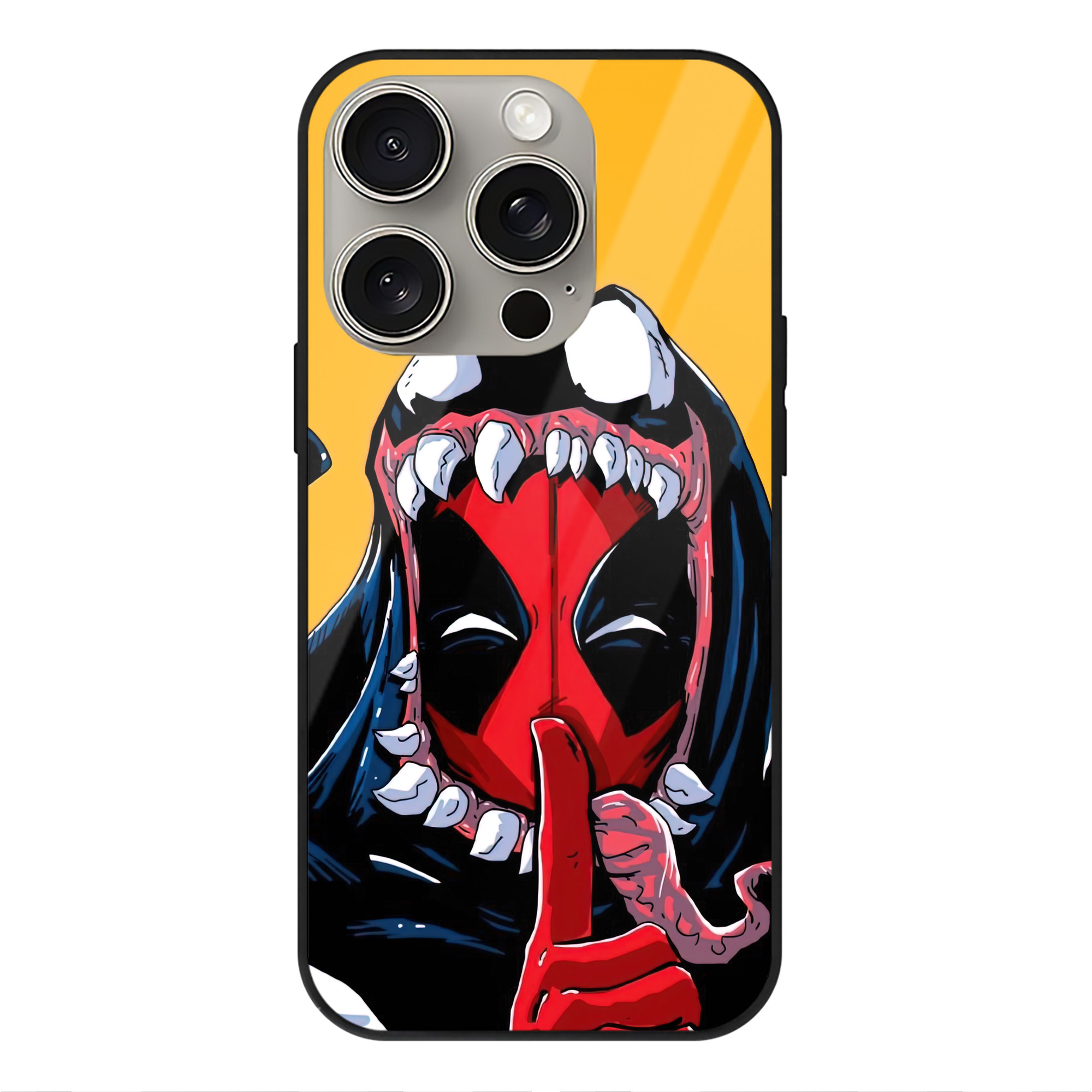 （画像用） Deadpool デッドプール 【iPhone15Pro対応】スマホケース 耐衝撃＆黄変防止 背面ガラス