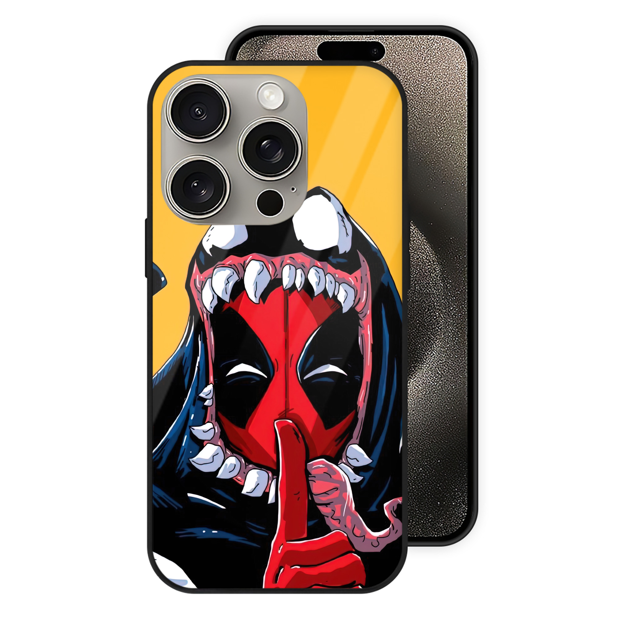 （画像用） Deadpool デッドプール 【iPhone15Pro対応】スマホケース 耐衝撃＆黄変防止 背面ガラス