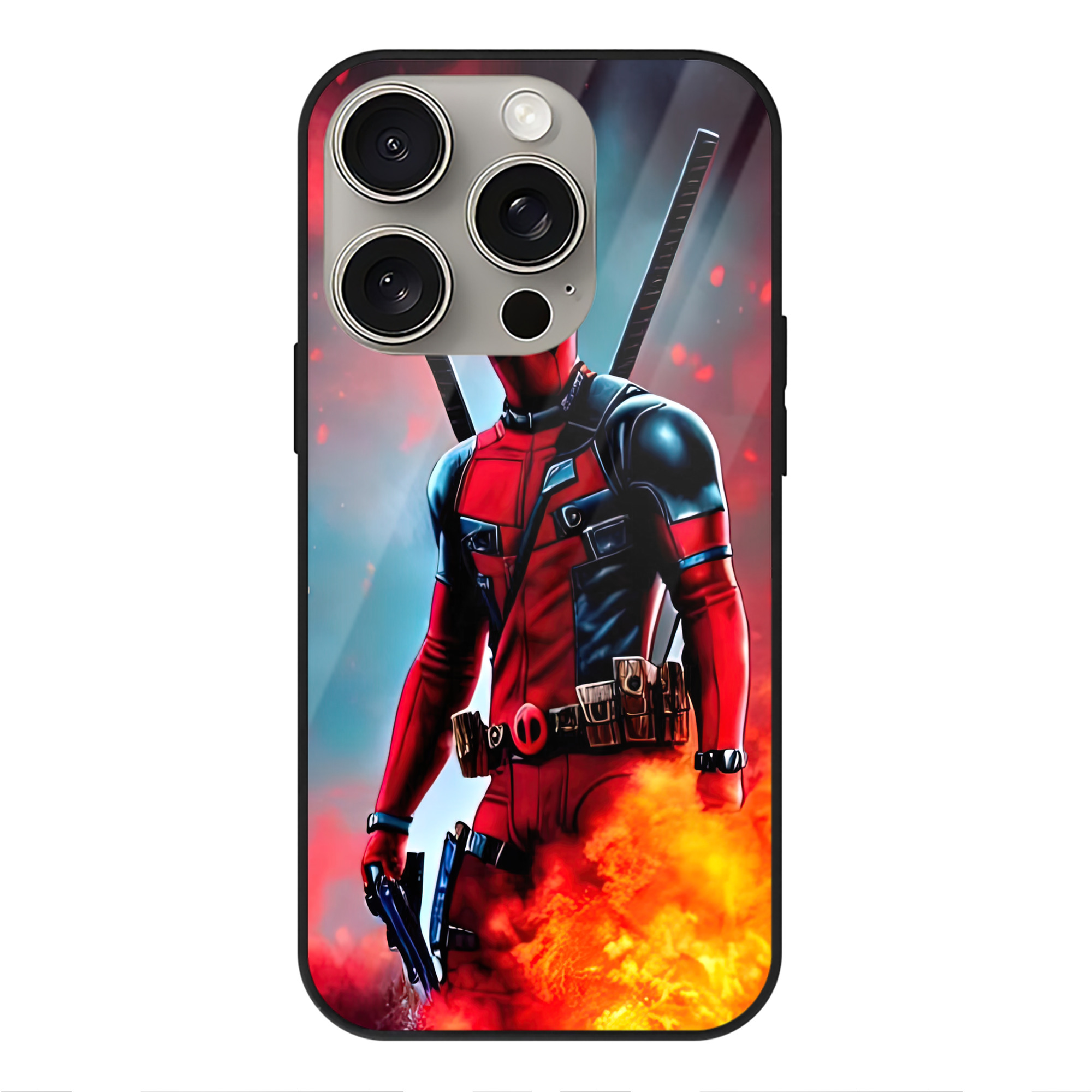 （画像用） Deadpool デッドプール 【iPhone15Pro対応】スマホケース 耐衝撃＆黄変防止 背面ガラス