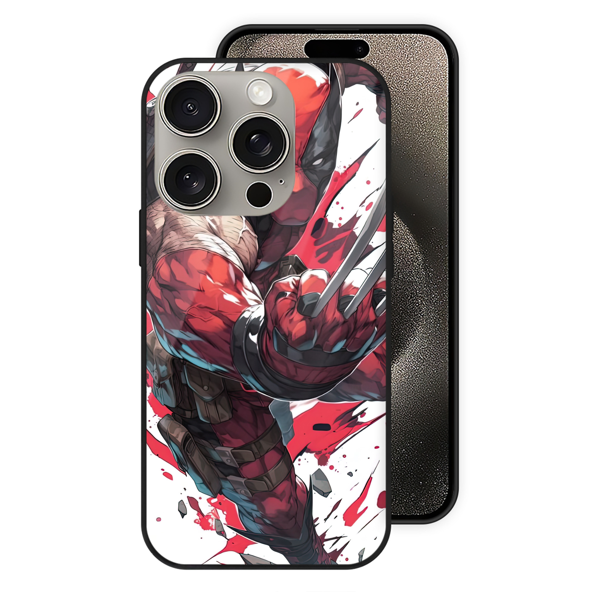 （画像用） Deadpool デッドプール 【iPhone15Pro対応】スマホケース 耐衝撃＆黄変防止 背面ガラス