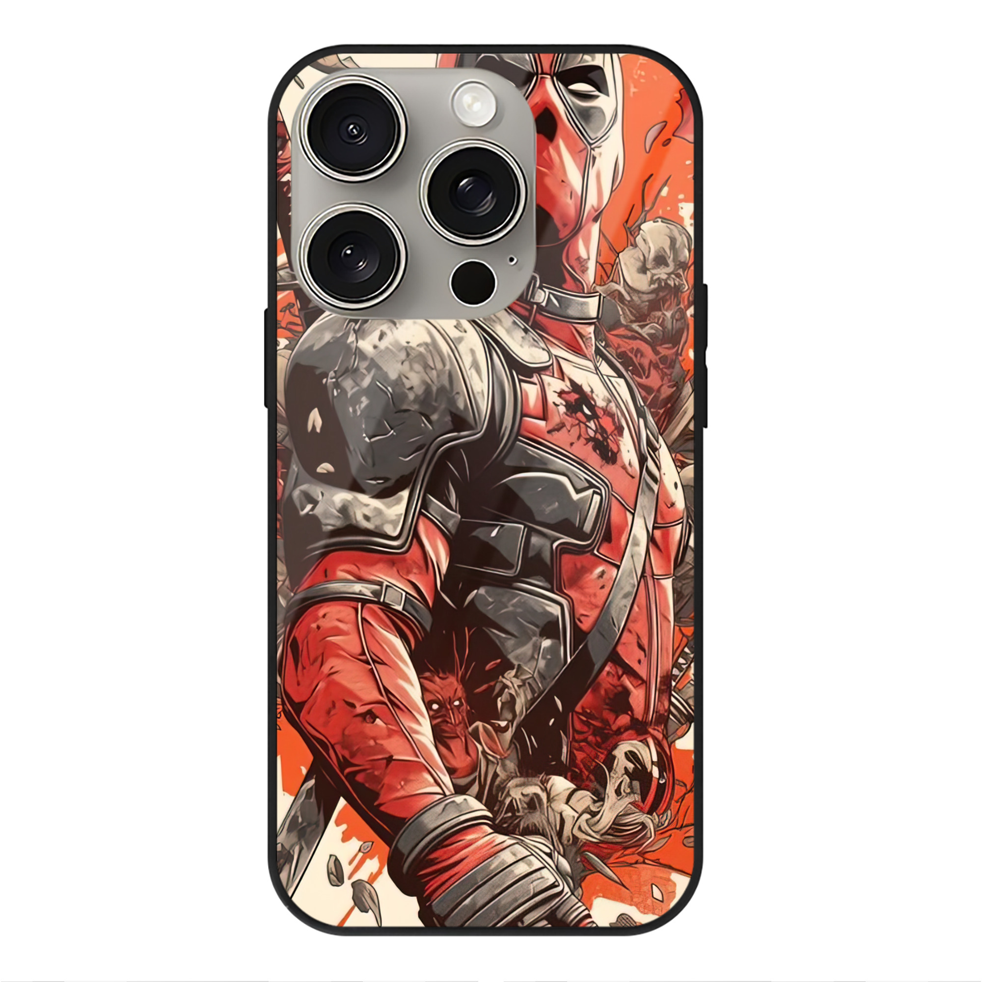 （画像用） Deadpool デッドプール 【iPhone15Pro対応】スマホケース 耐衝撃＆黄変防止 背面ガラス