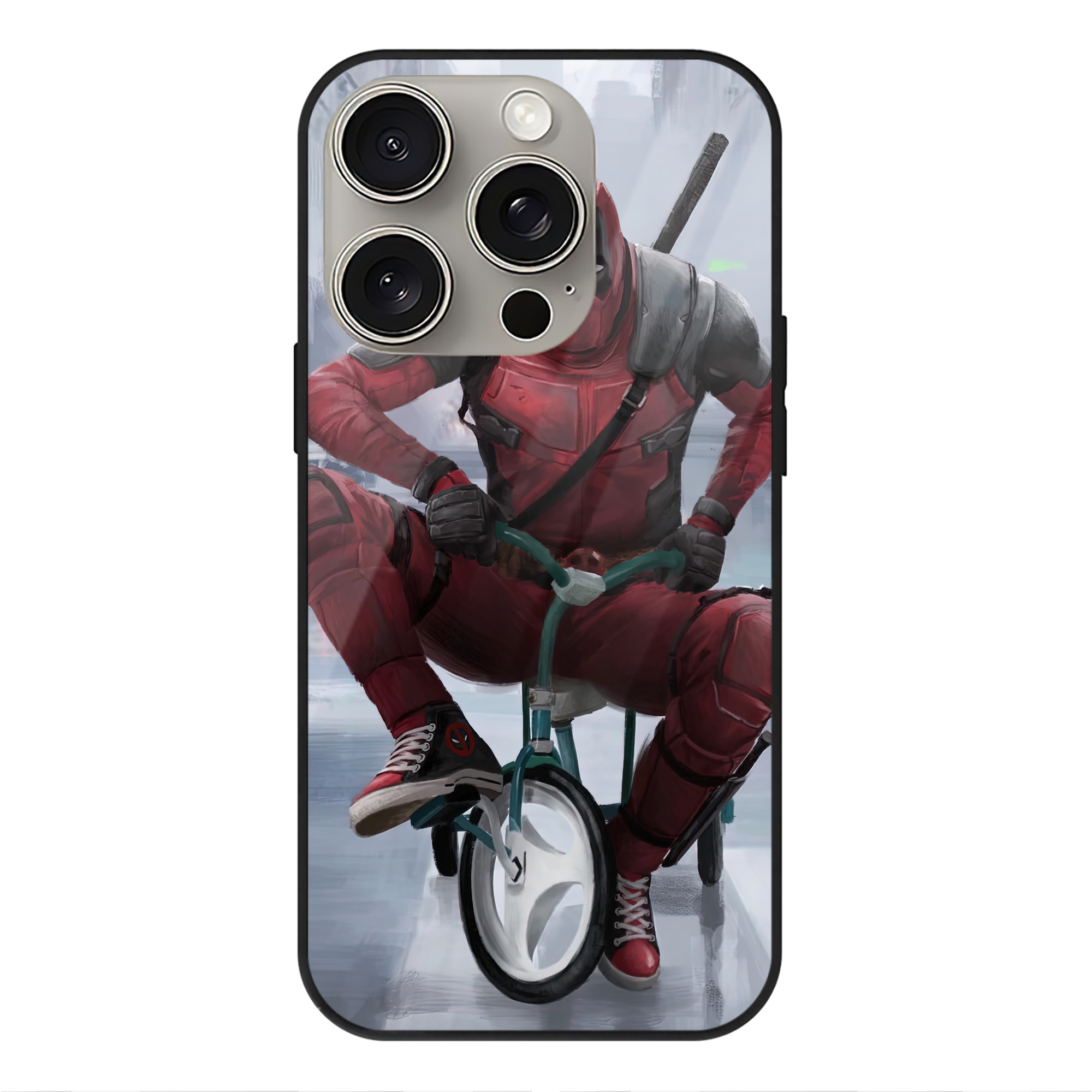 （画像用） Deadpool デッドプール 【iPhone15Pro対応】スマホケース 耐衝撃＆黄変防止 背面ガラス