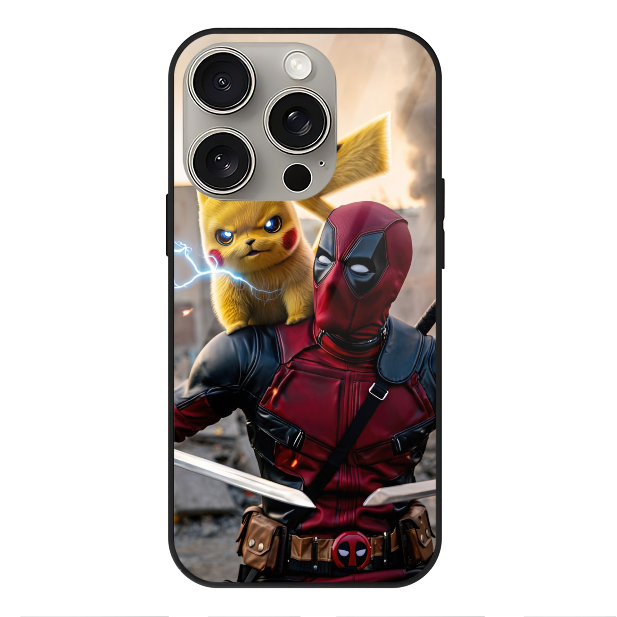 （画像用） Deadpool デッドプール 【iPhone15Pro対応】スマホケース 耐衝撃＆黄変防止 背面ガラス