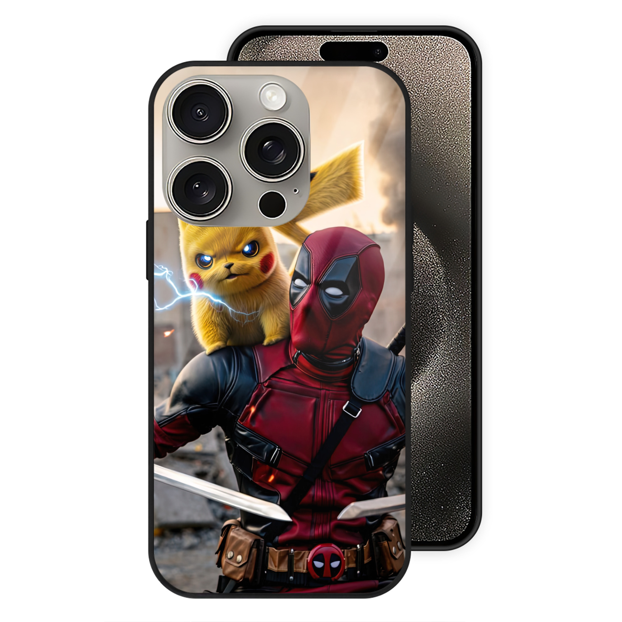 （画像用） Deadpool デッドプール 【iPhone15Pro対応】スマホケース 耐衝撃＆黄変防止 背面ガラス