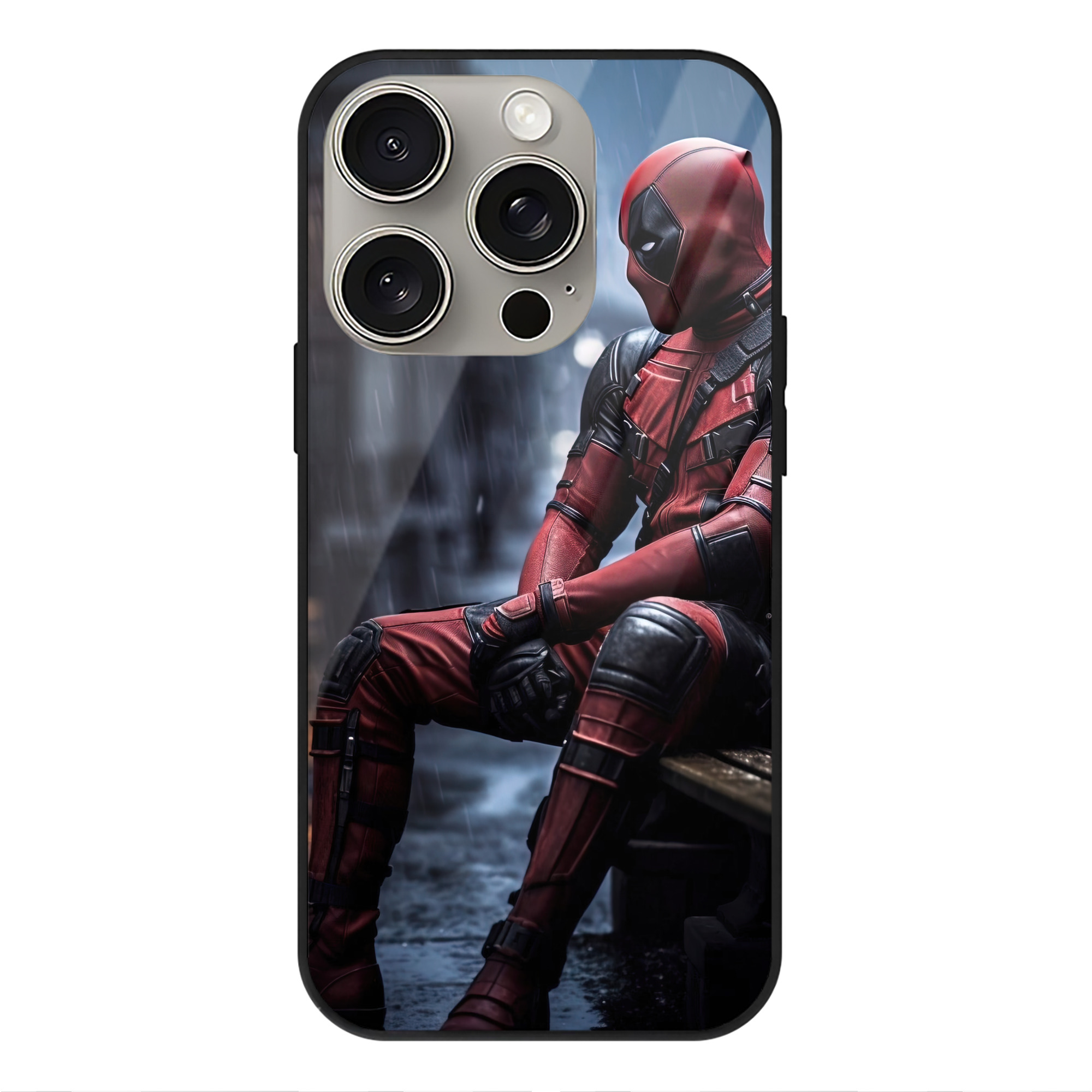 （画像用） Deadpool デッドプール 【iPhone15Pro対応】スマホケース 耐衝撃＆黄変防止 背面ガラス