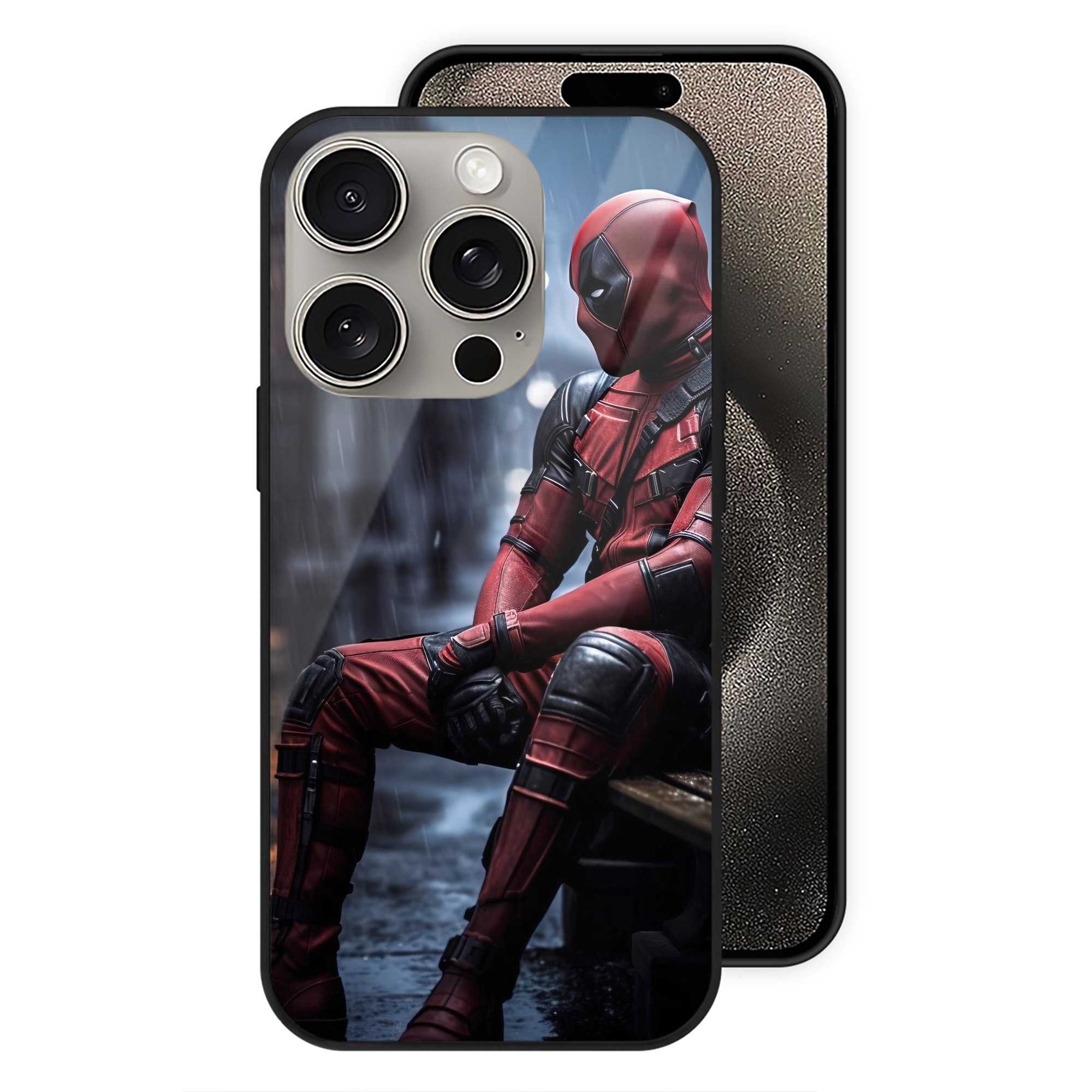 （画像用） Deadpool デッドプール 【iPhone15Pro対応】スマホケース 耐衝撃＆黄変防止 背面ガラス
