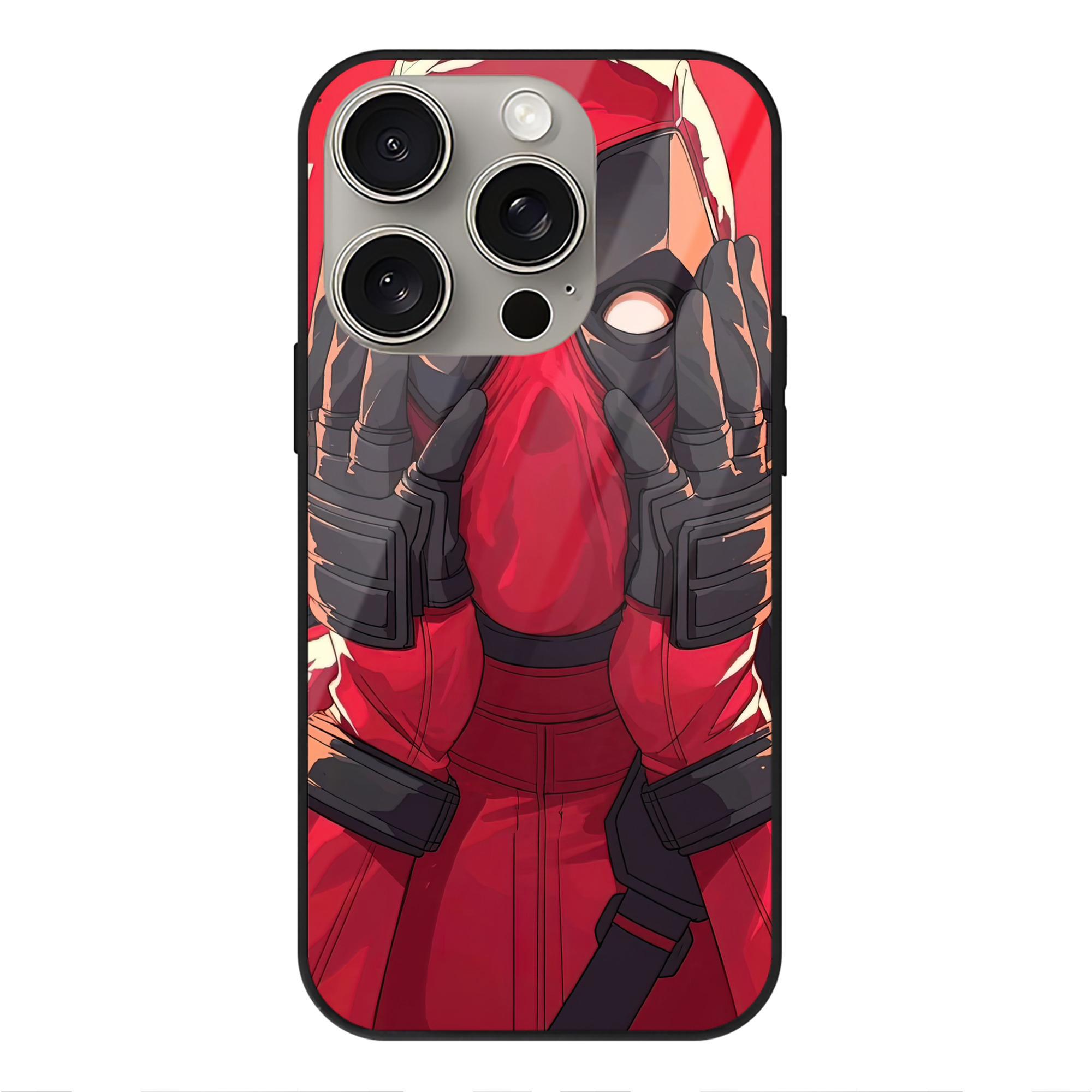 （画像用） Deadpool デッドプール 【iPhone15Pro対応】スマホケース 耐衝撃＆黄変防止 背面ガラス