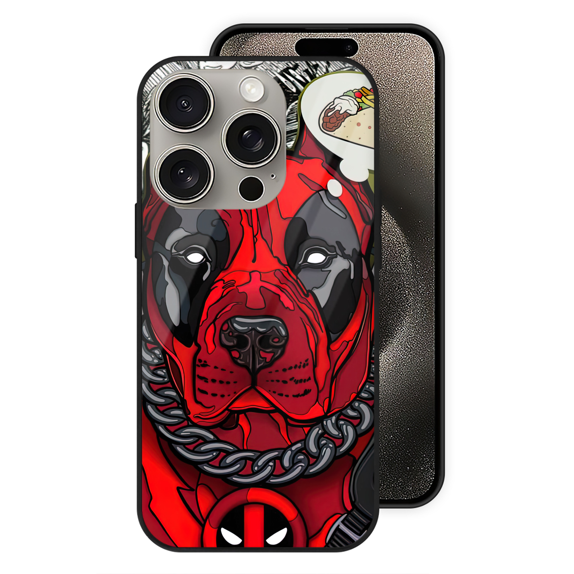 （画像用） Deadpool デッドプール 【iPhone15Pro対応】スマホケース 耐衝撃＆黄変防止 背面ガラス