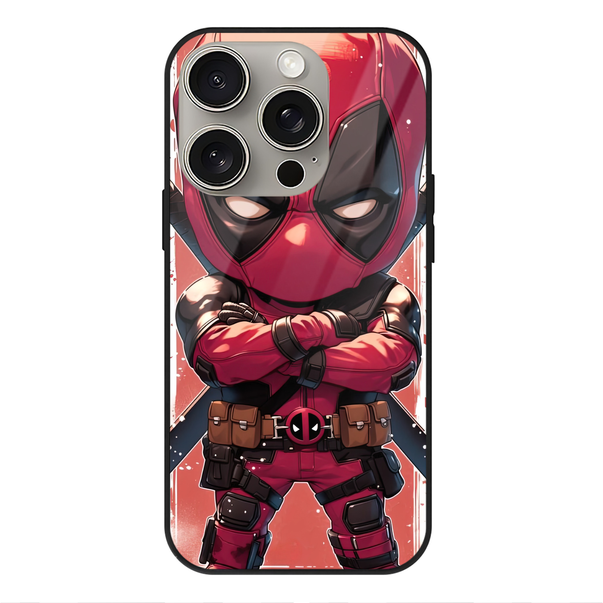 （画像用） Deadpool デッドプール 【iPhone15Pro対応】スマホケース 耐衝撃＆黄変防止 背面ガラス