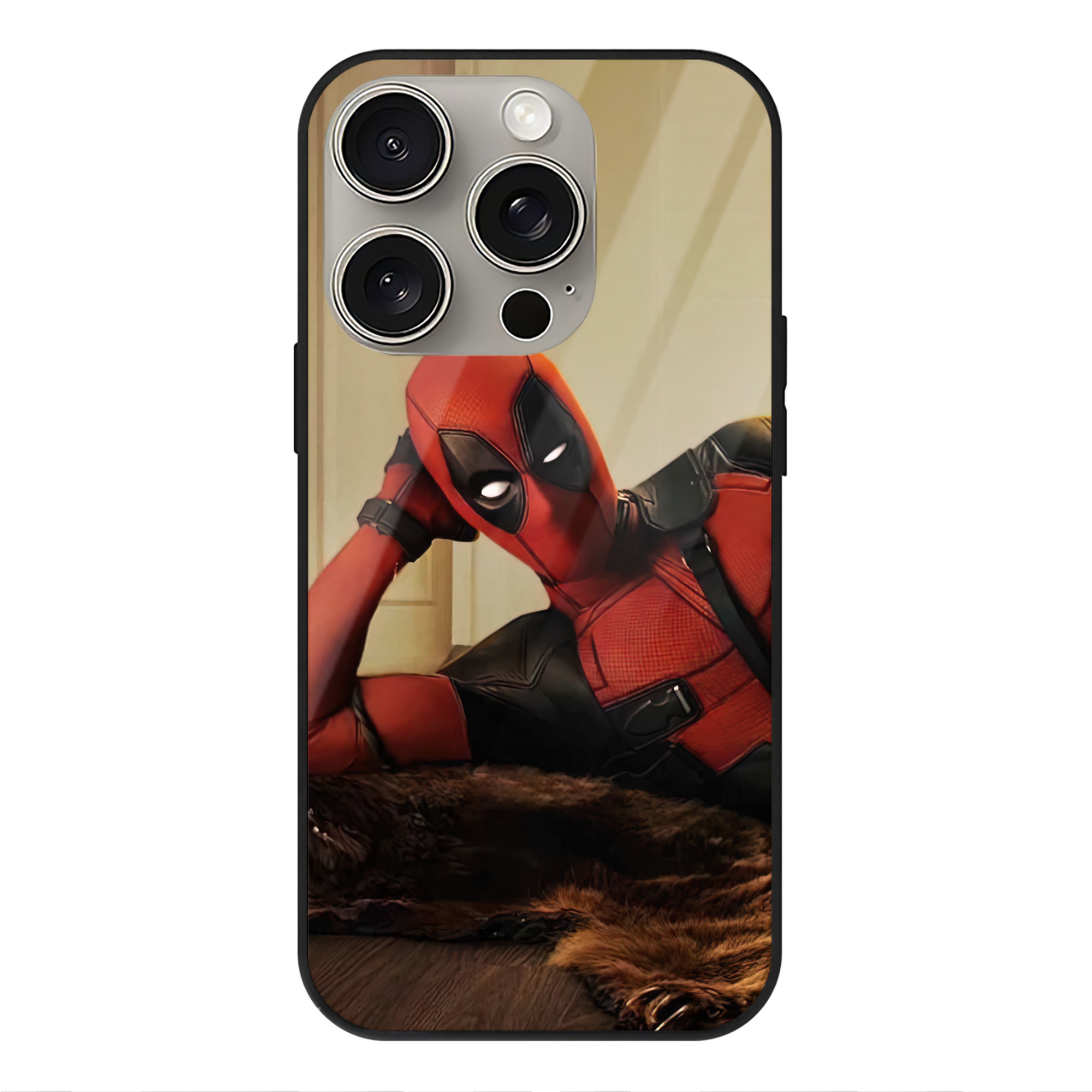 （画像用） Deadpool デッドプール 【iPhone15Pro対応】スマホケース 耐衝撃＆黄変防止 背面ガラス