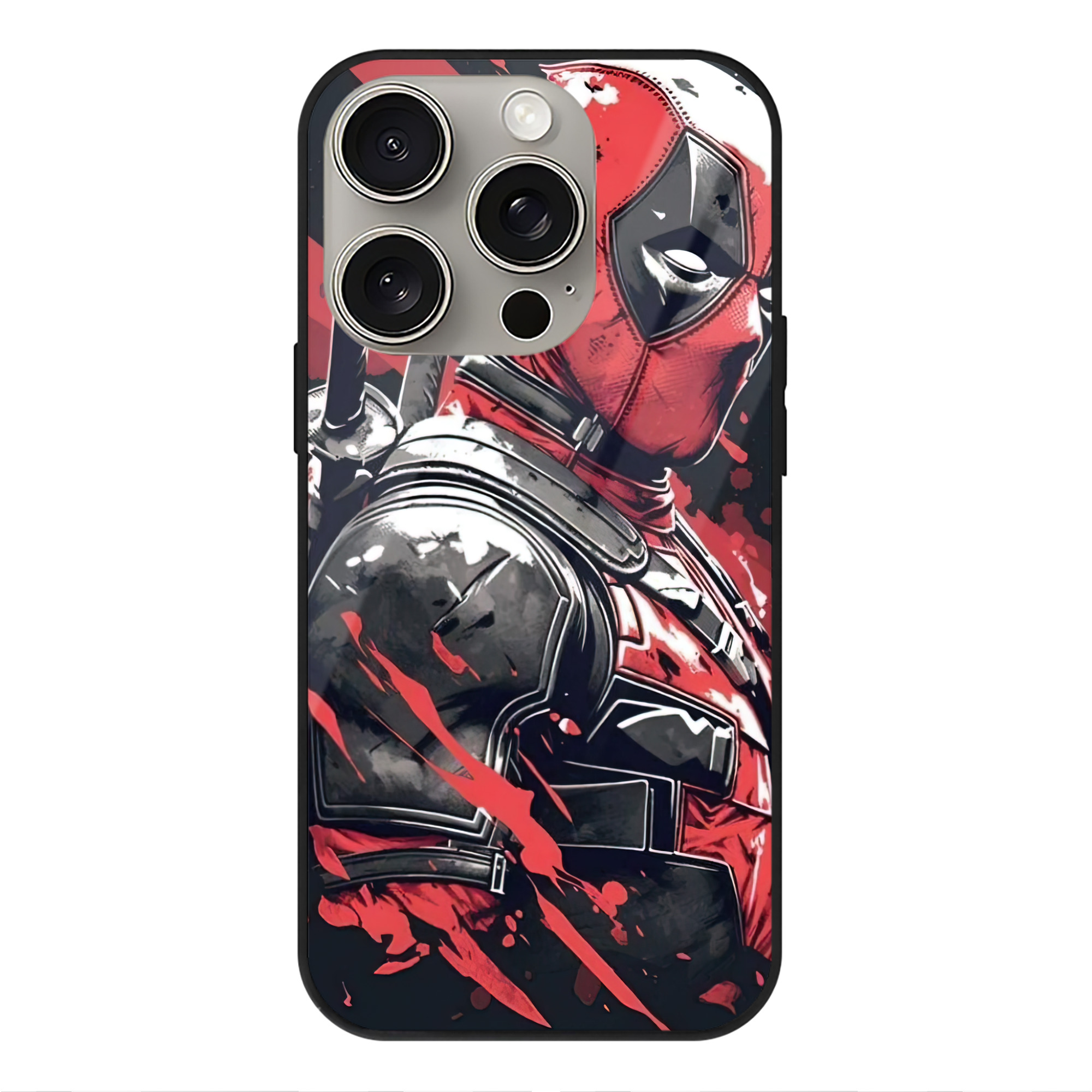 （画像用） Deadpool デッドプール 【iPhone15Pro対応】スマホケース 耐衝撃＆黄変防止 背面ガラス