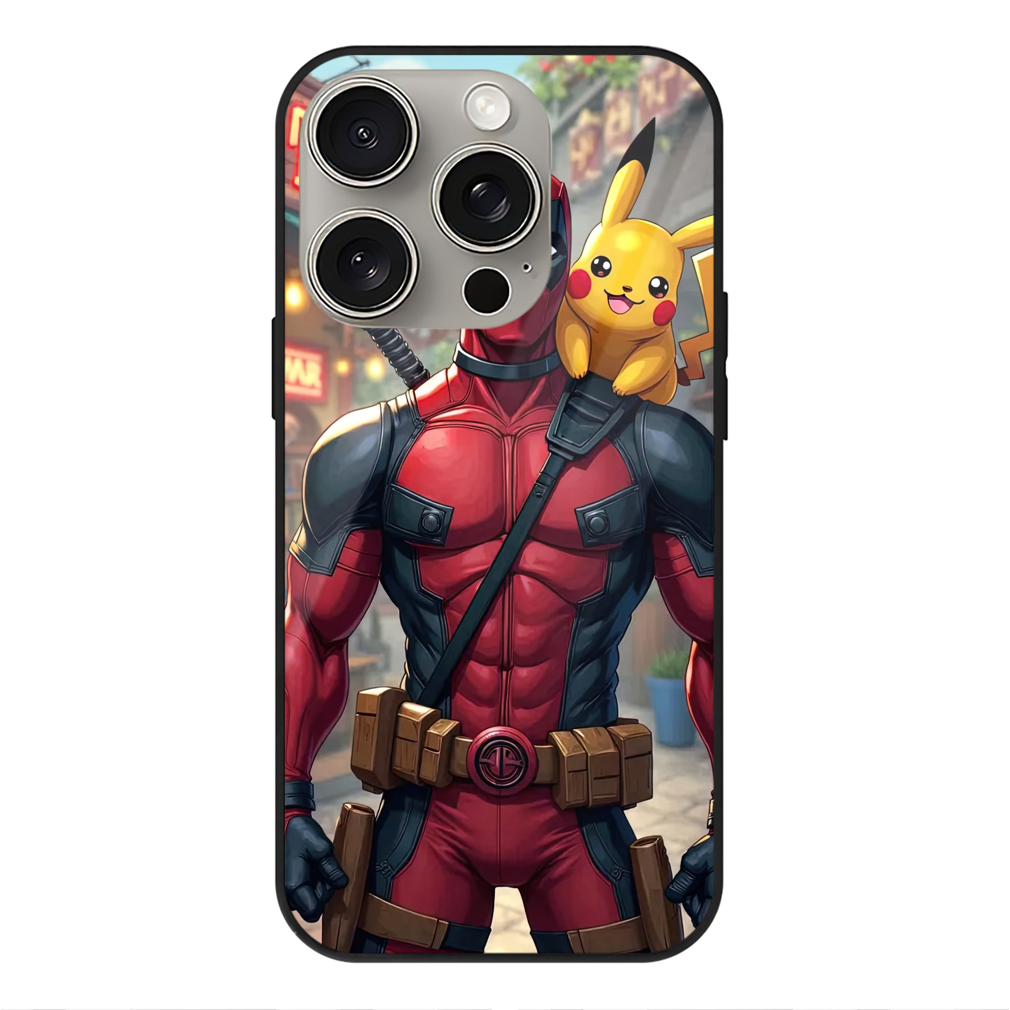 （画像用） Deadpool デッドプール 【iPhone15Pro対応】スマホケース 耐衝撃＆黄変防止 背面ガラス