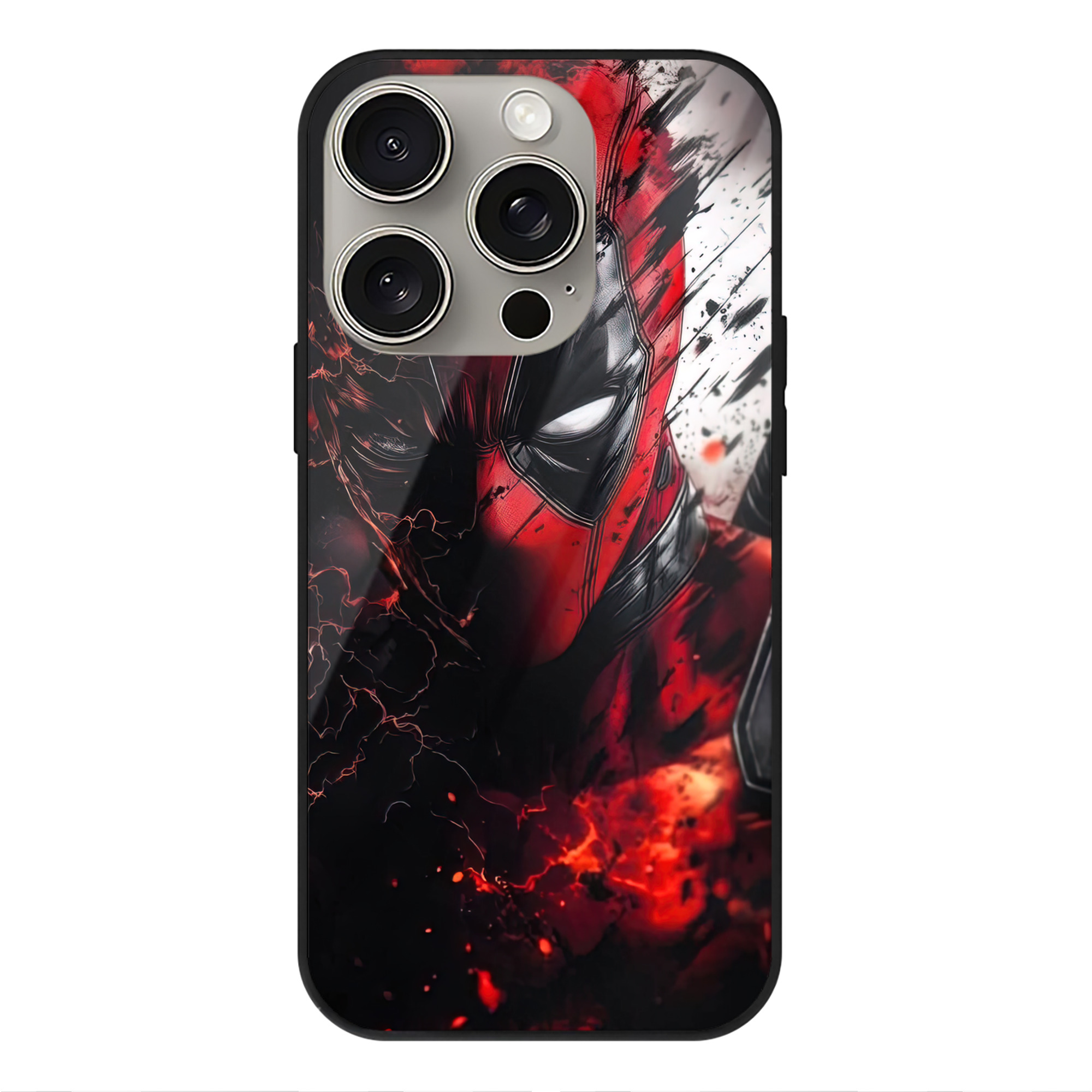 （画像用） Deadpool デッドプール 【iPhone15Pro対応】スマホケース 耐衝撃＆黄変防止 背面ガラス