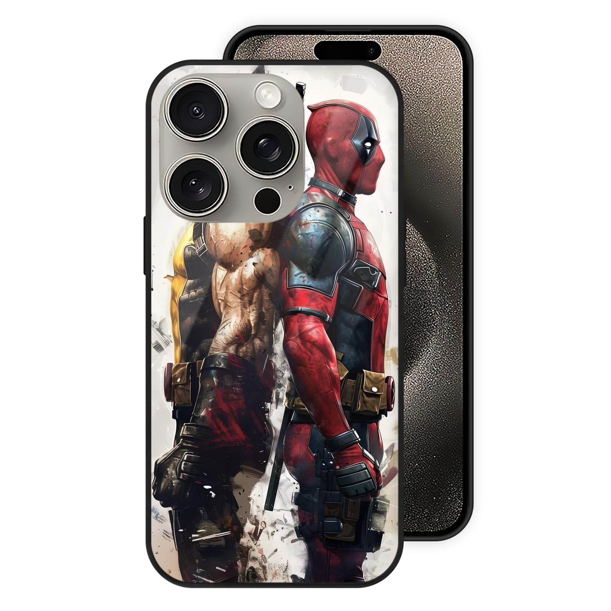 Deadpool デッドプール 【iPhone15Pro対応】スマホケース 耐衝撃＆黄変防止 背面ガラス