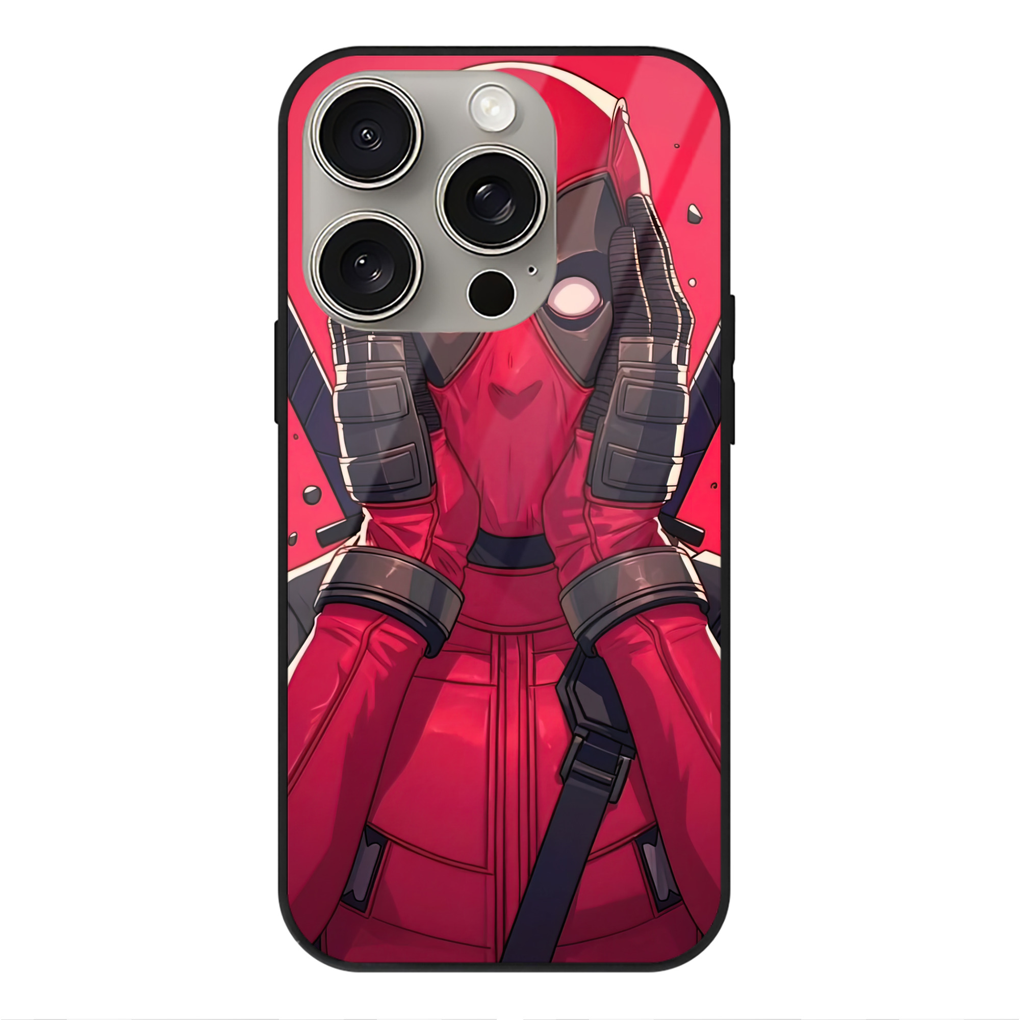 （画像用） Deadpool デッドプール 【iPhone15Pro対応】スマホケース 耐衝撃＆黄変防止 背面ガラス
