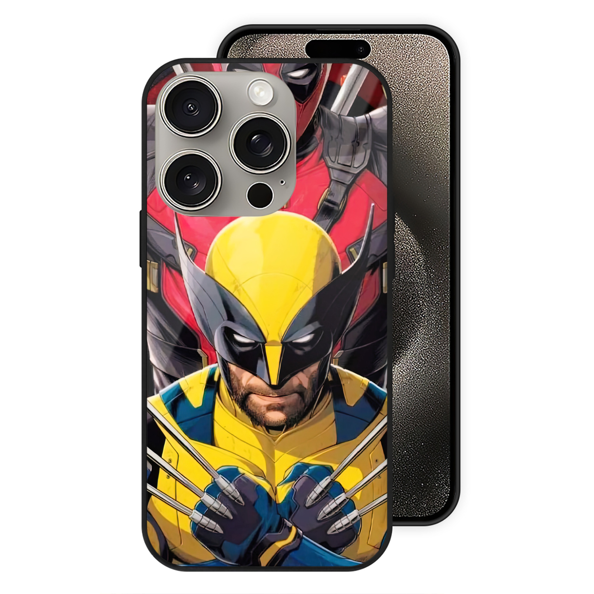 （画像用） Deadpool デッドプール 【iPhone15Pro対応】スマホケース 耐衝撃＆黄変防止 背面ガラス