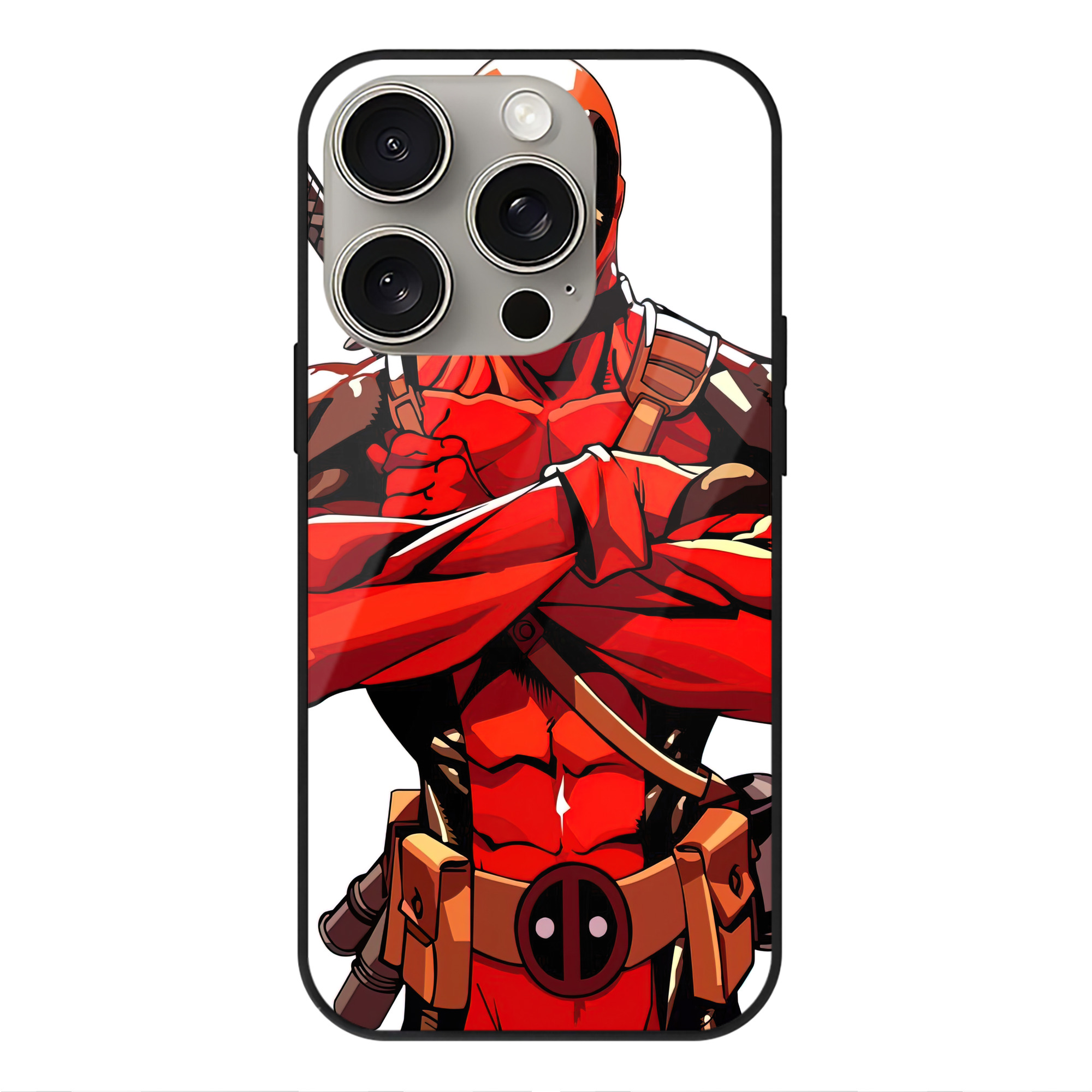 （画像用） Deadpool デッドプール 【iPhone15Pro対応】スマホケース 耐衝撃＆黄変防止 背面ガラス
