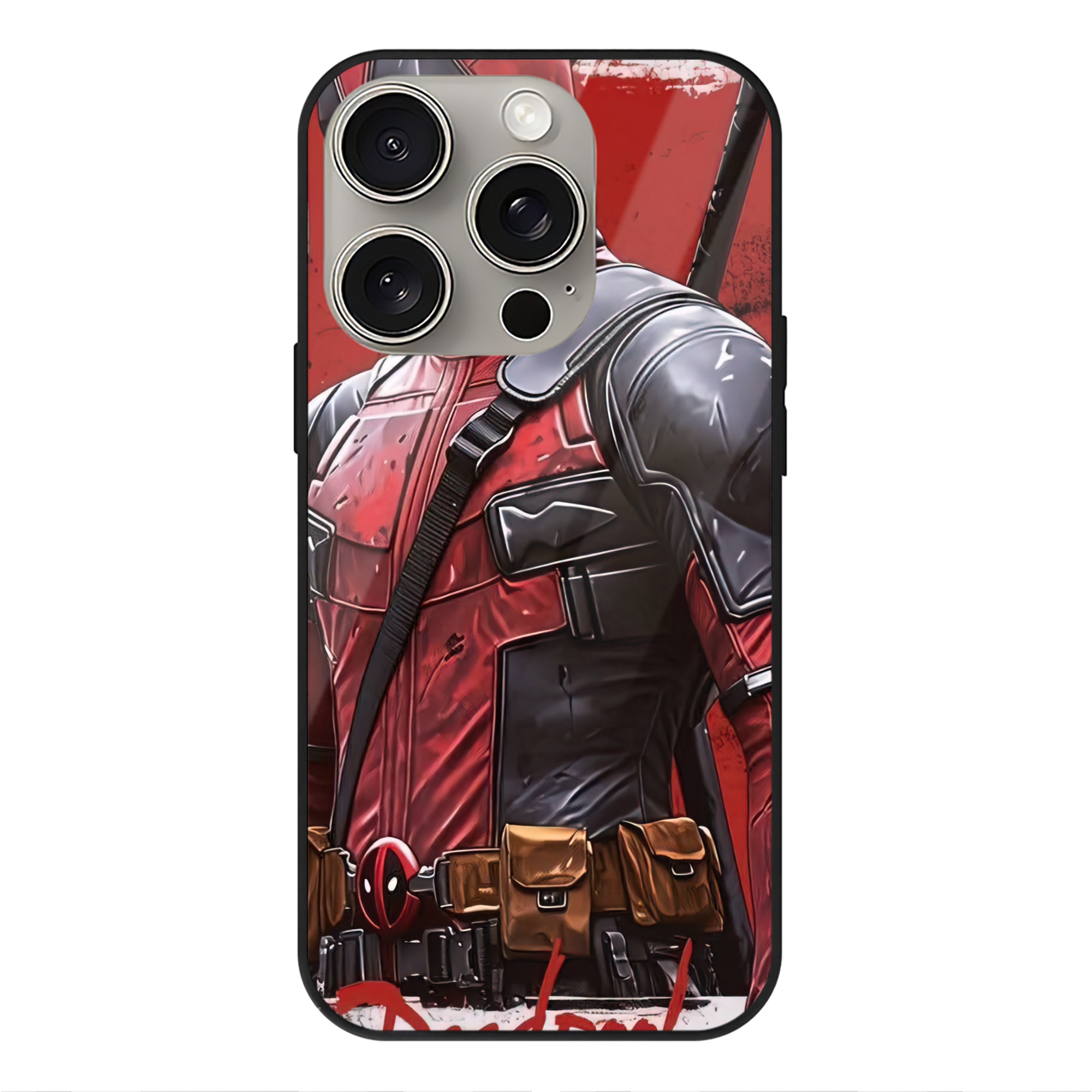 （画像用） Deadpool デッドプール 【iPhone15Pro対応】スマホケース 耐衝撃＆黄変防止 背面ガラス