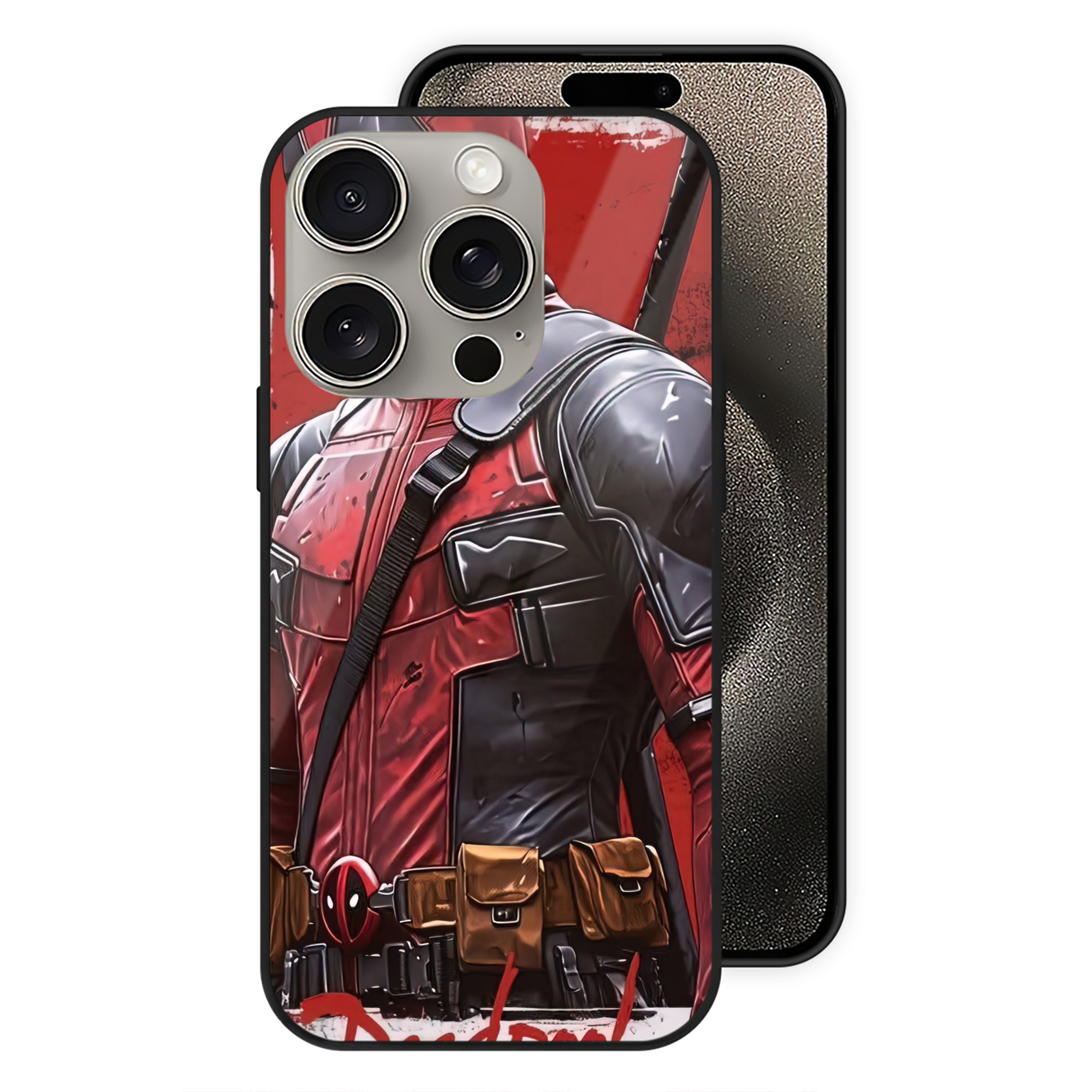 （画像用） Deadpool デッドプール 【iPhone15Pro対応】スマホケース 耐衝撃＆黄変防止 背面ガラス
