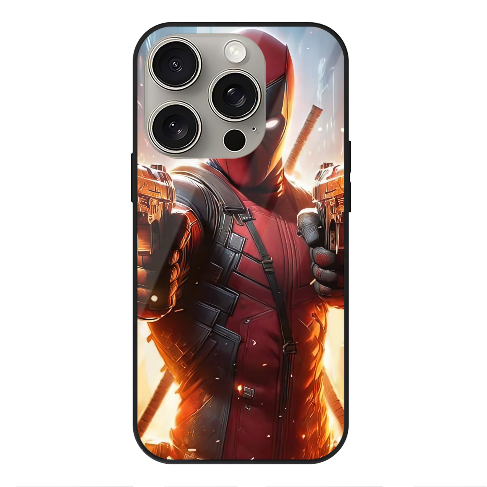 （画像用） Deadpool デッドプール 【iPhone15Pro対応】スマホケース 耐衝撃＆黄変防止 背面ガラス