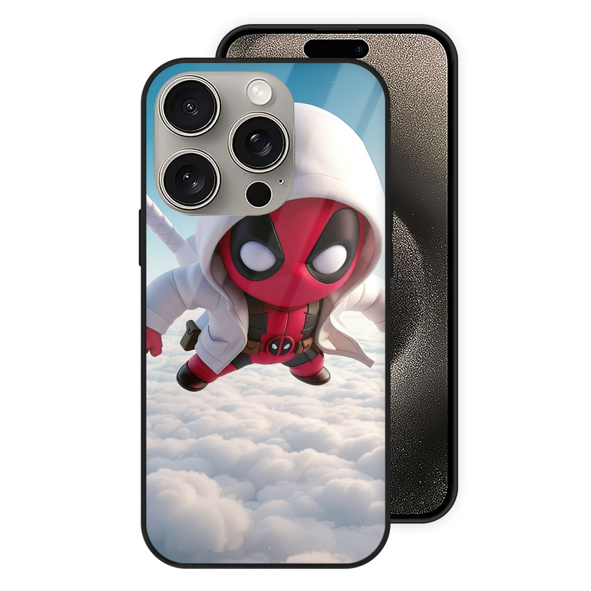 （画像用） Deadpool デッドプール 【iPhone15Pro対応】スマホケース 耐衝撃＆黄変防止 背面ガラス