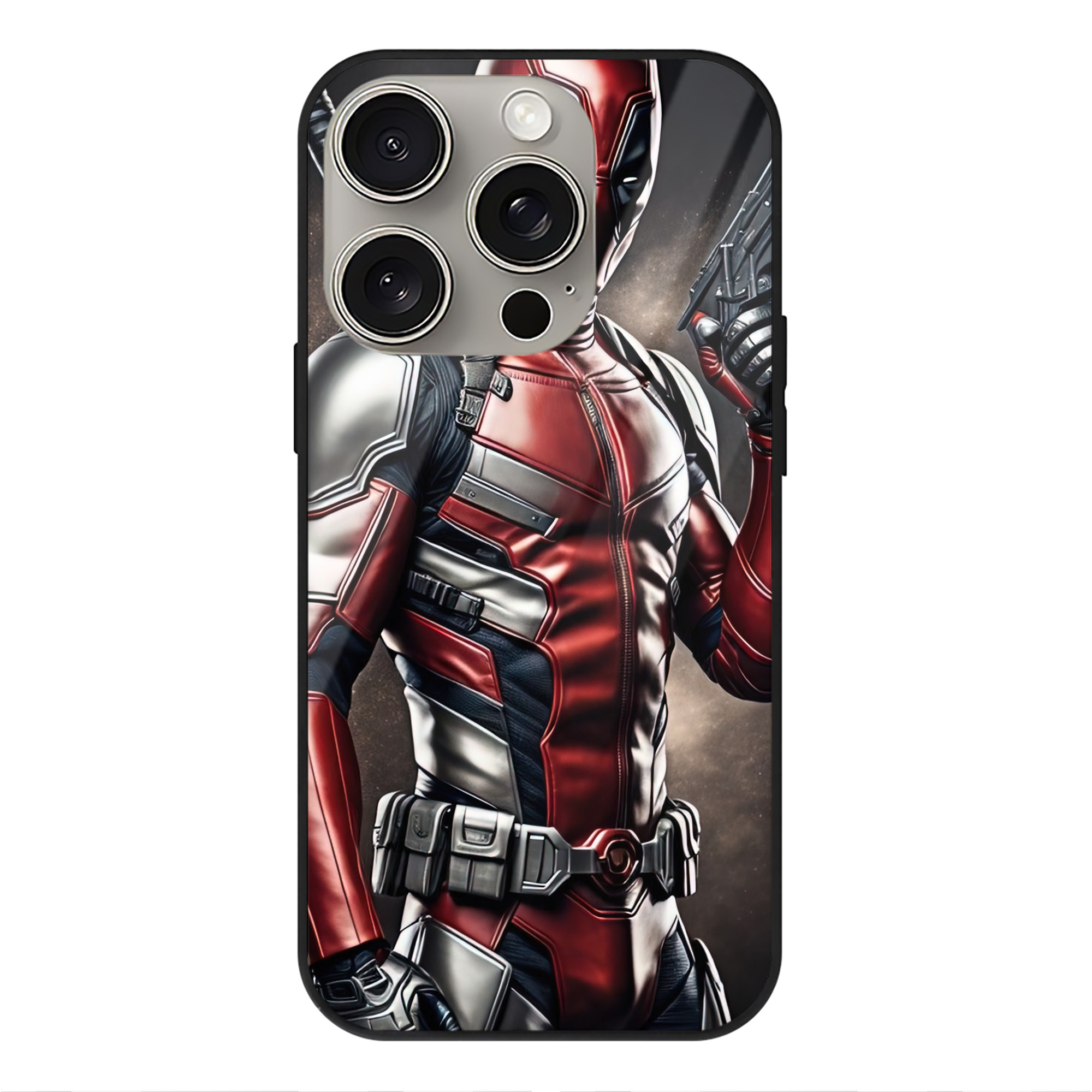 （画像用） Deadpool デッドプール 【iPhone15Pro対応】スマホケース 耐衝撃＆黄変防止 背面ガラス