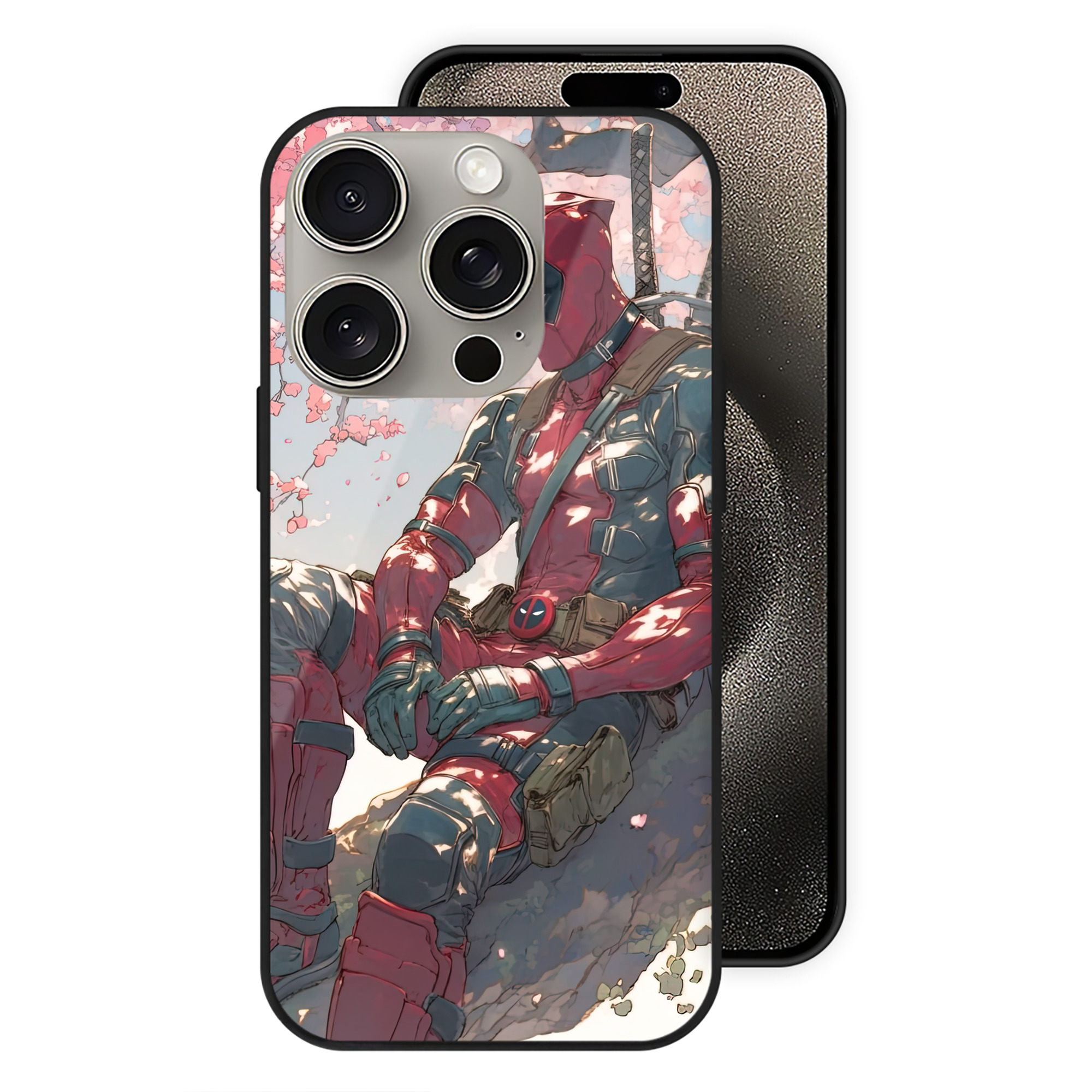 （画像用） Deadpool デッドプール 【iPhone15Pro対応】スマホケース 耐衝撃＆黄変防止 背面ガラス