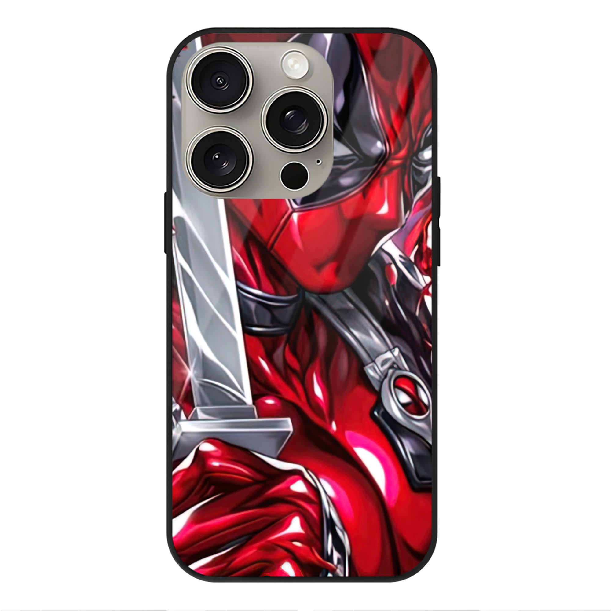 （画像用） Deadpool デッドプール 【iPhone15Pro対応】スマホケース 耐衝撃＆黄変防止 背面ガラス