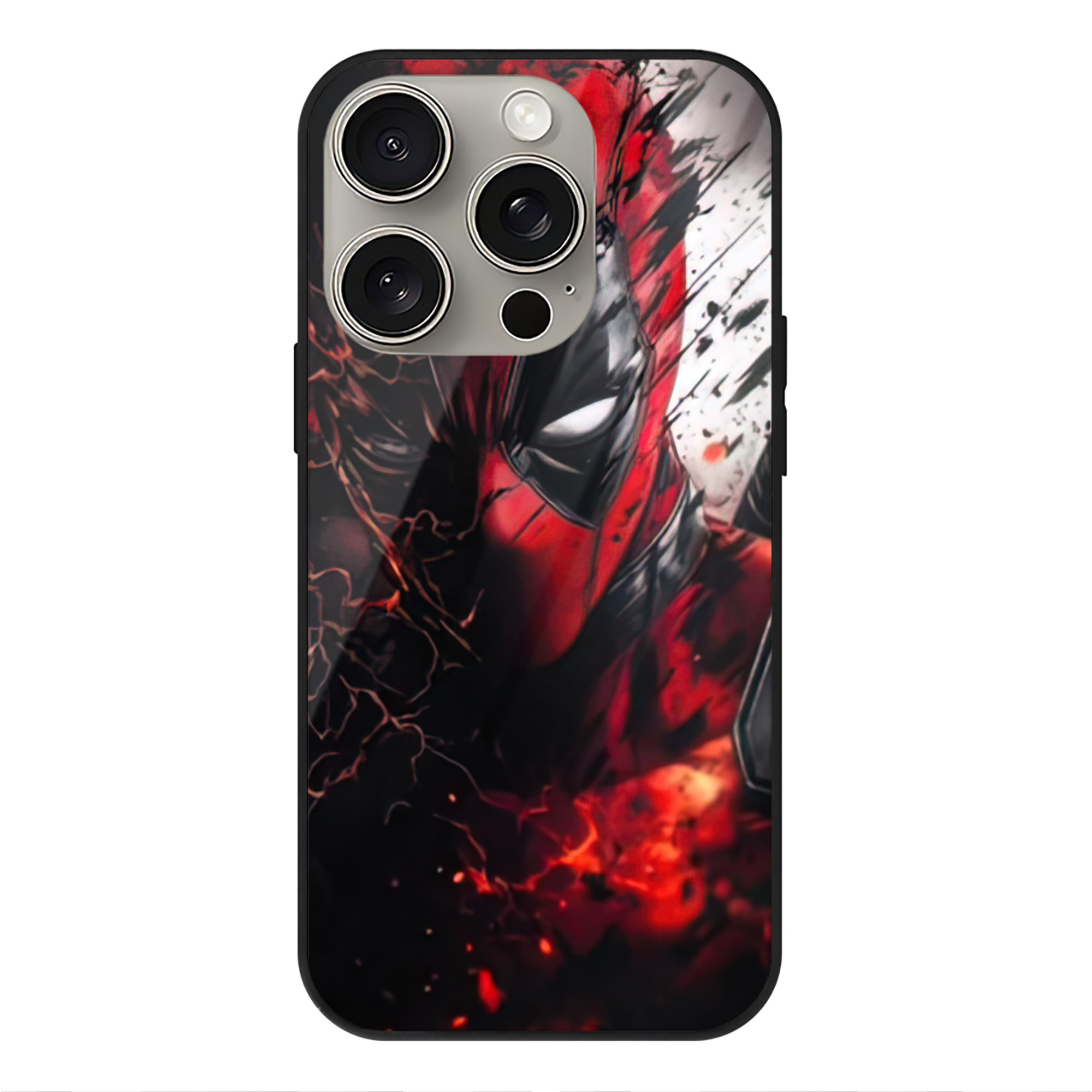 （画像用） Deadpool デッドプール 【iPhone15Pro対応】スマホケース 耐衝撃＆黄変防止 背面ガラス