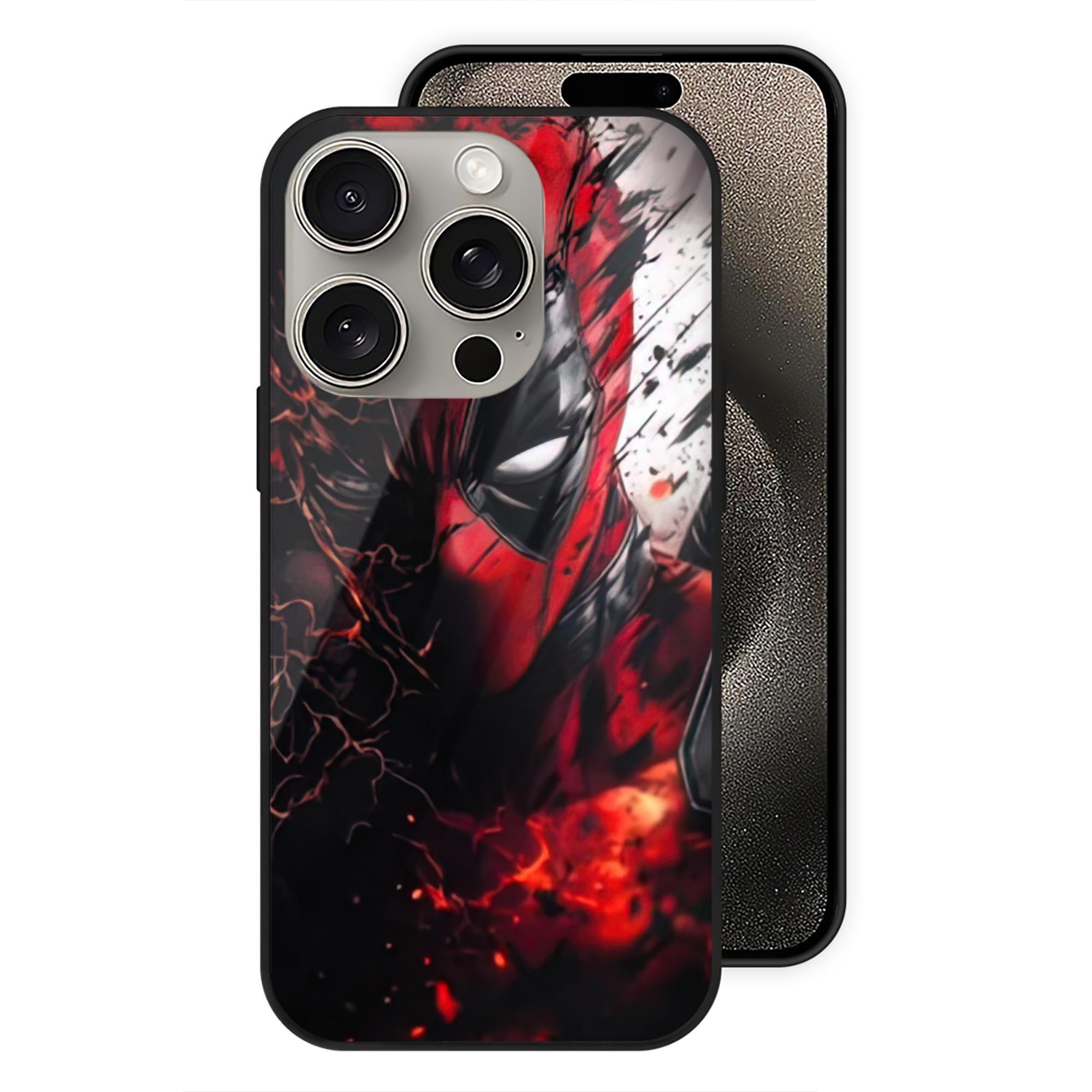 （画像用） Deadpool デッドプール 【iPhone15Pro対応】スマホケース 耐衝撃＆黄変防止 背面ガラス