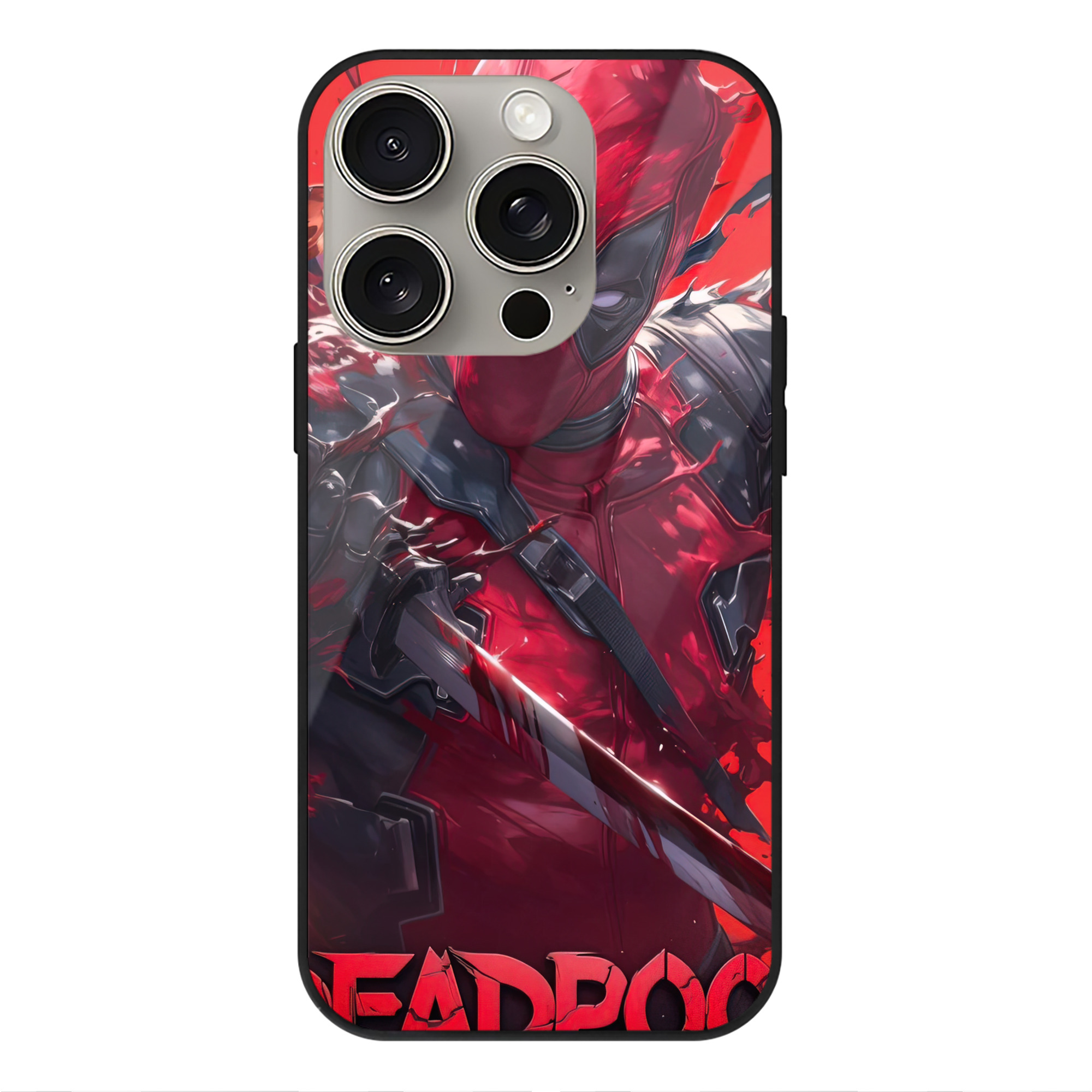 （画像用） Deadpool デッドプール 【iPhone15Pro対応】スマホケース 耐衝撃＆黄変防止 背面ガラス