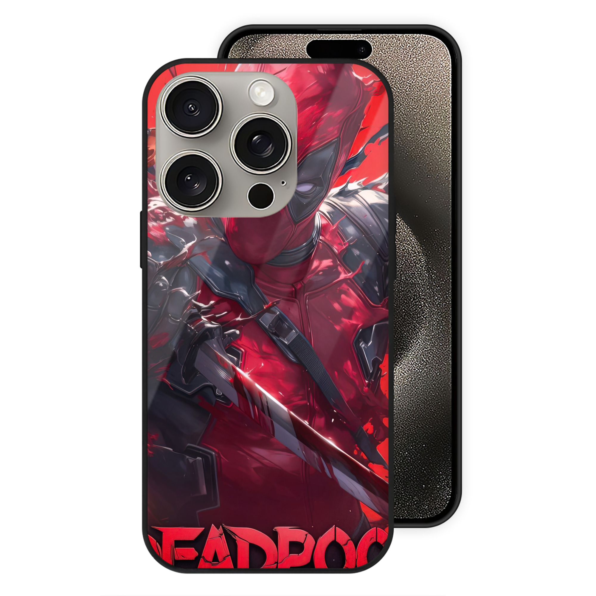 （画像用） Deadpool デッドプール 【iPhone15Pro対応】スマホケース 耐衝撃＆黄変防止 背面ガラス
