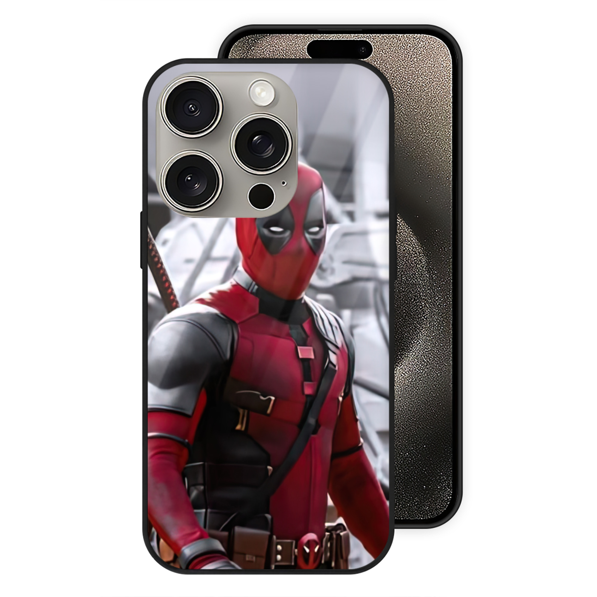 （画像用） Deadpool デッドプール 【iPhone15Pro対応】スマホケース 耐衝撃＆黄変防止 背面ガラス